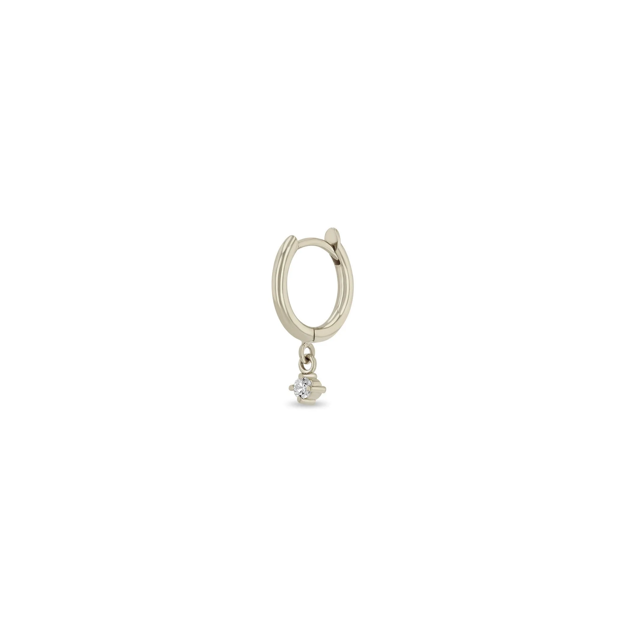 14k Dangling Diamond Small Hinge Huggie Hoops