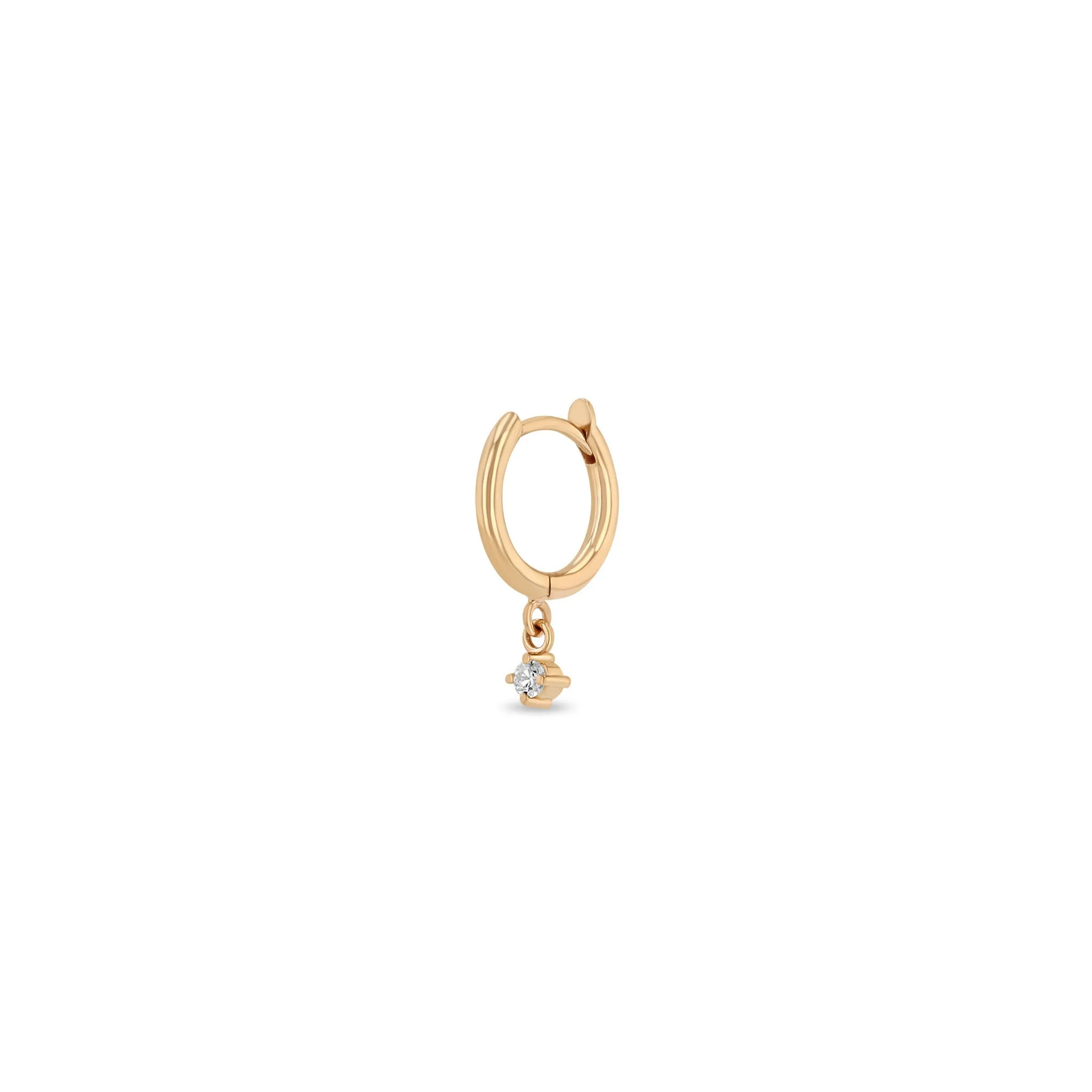 14k Dangling Diamond Small Hinge Huggie Hoops