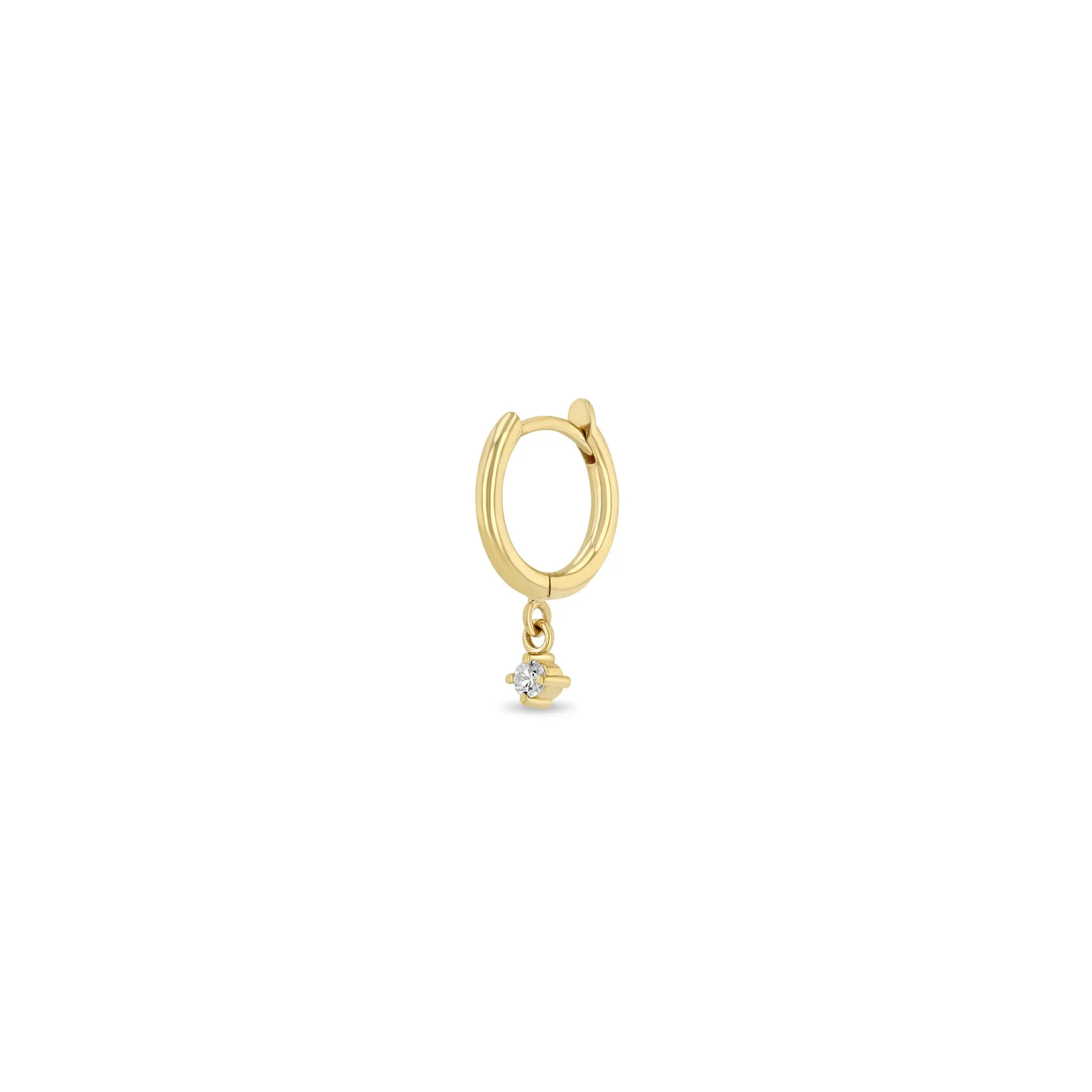 14k Dangling Diamond Small Hinge Huggie Hoops