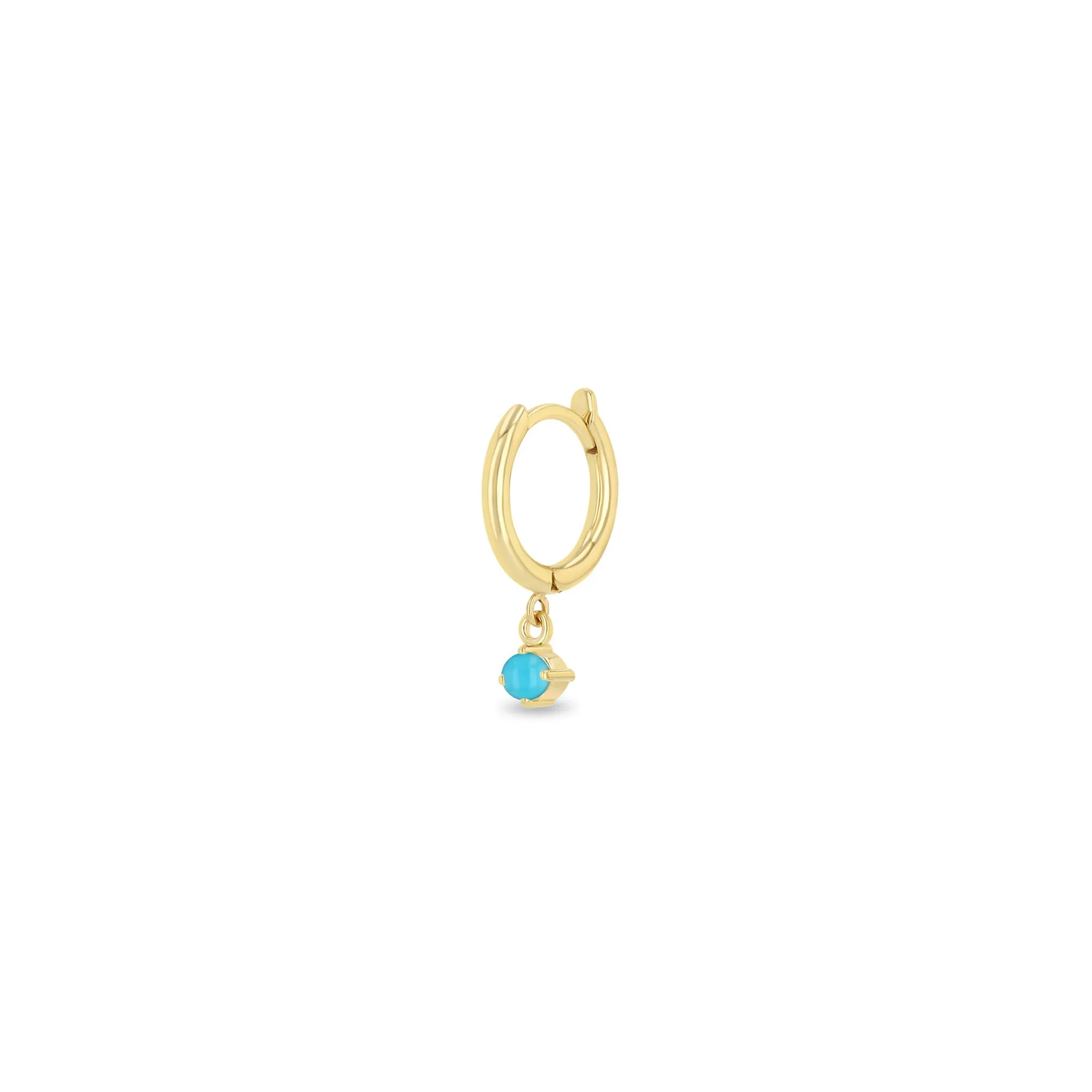 14k Dangling Turquoise Small Hinge Huggie Hoops