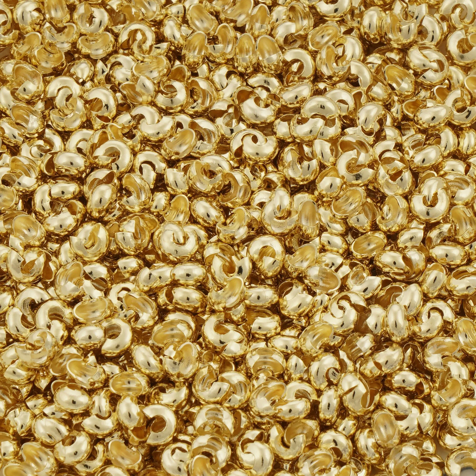 14k Gold Filled Crimp Cover Beads - 3mm, 4mm, 5mm Sizes for Cord End Finishing