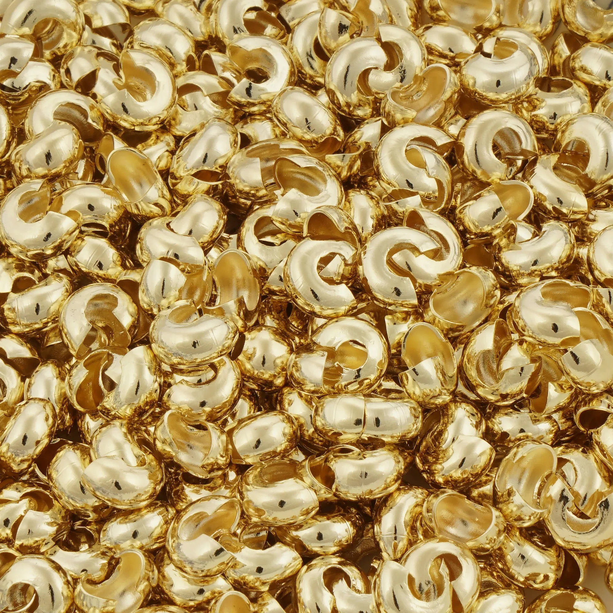 14k Gold Filled Crimp Cover Beads - 3mm, 4mm, 5mm Sizes for Cord End Finishing