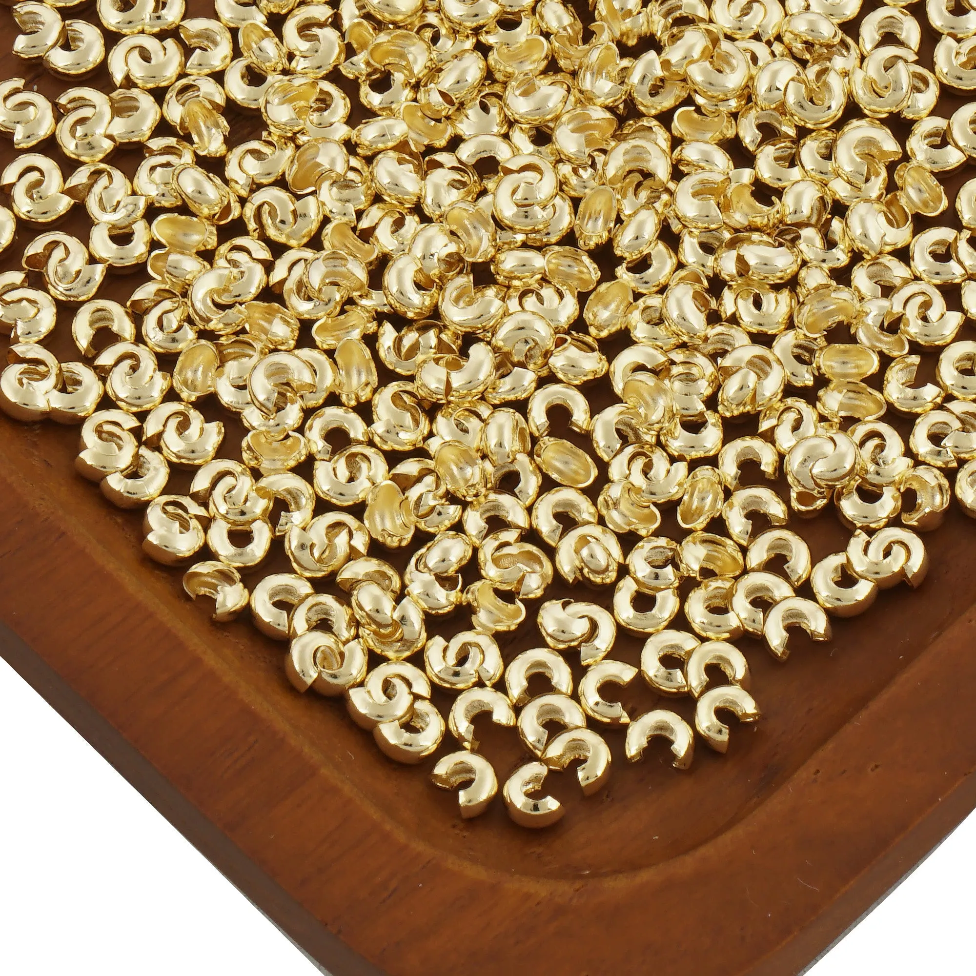 14k Gold Filled Crimp Cover Beads - 3mm, 4mm, 5mm Sizes for Cord End Finishing