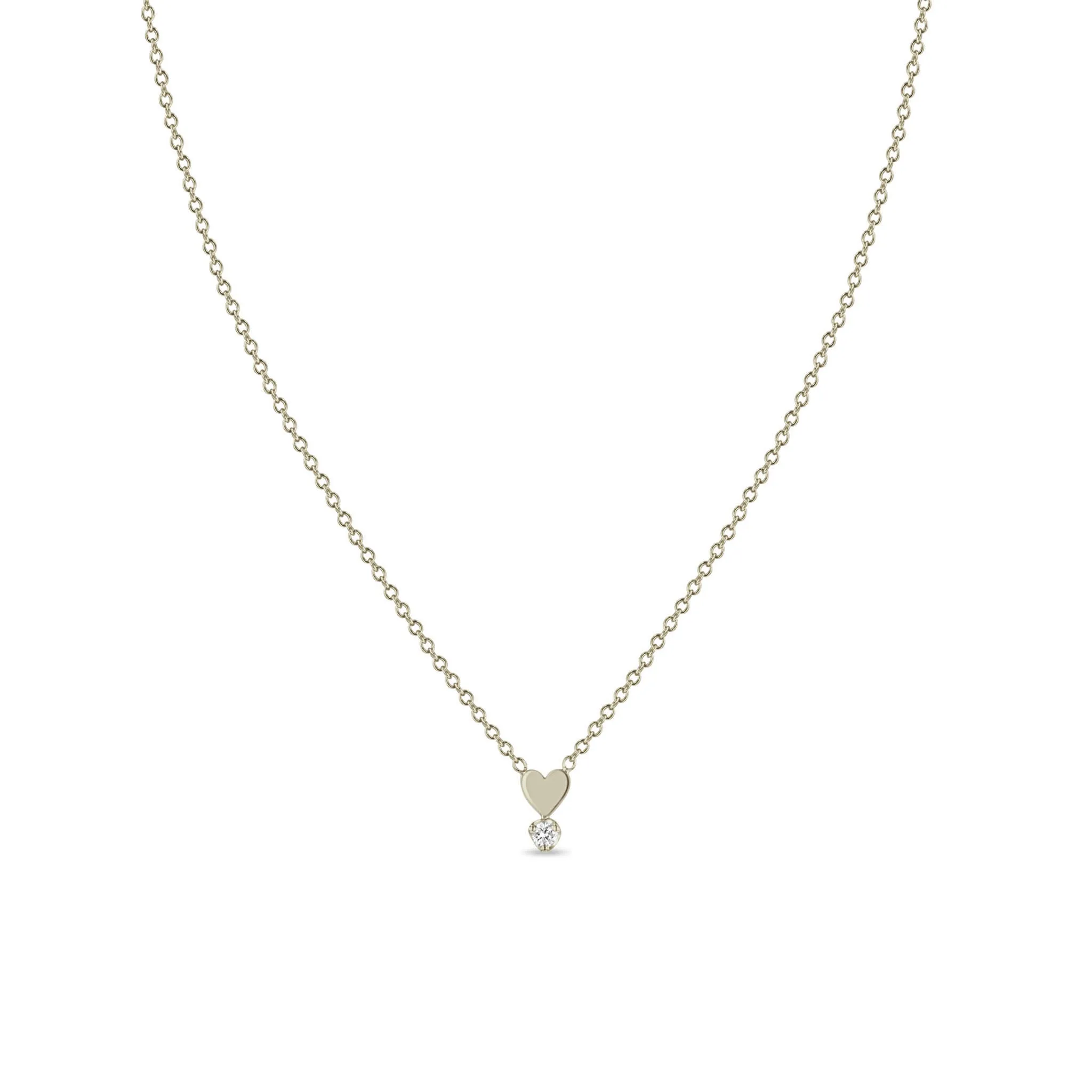 14k Itty Bitty Heart & Prong Diamond Necklace