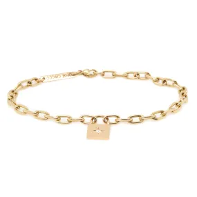 14k star set diamond padlock bracelet