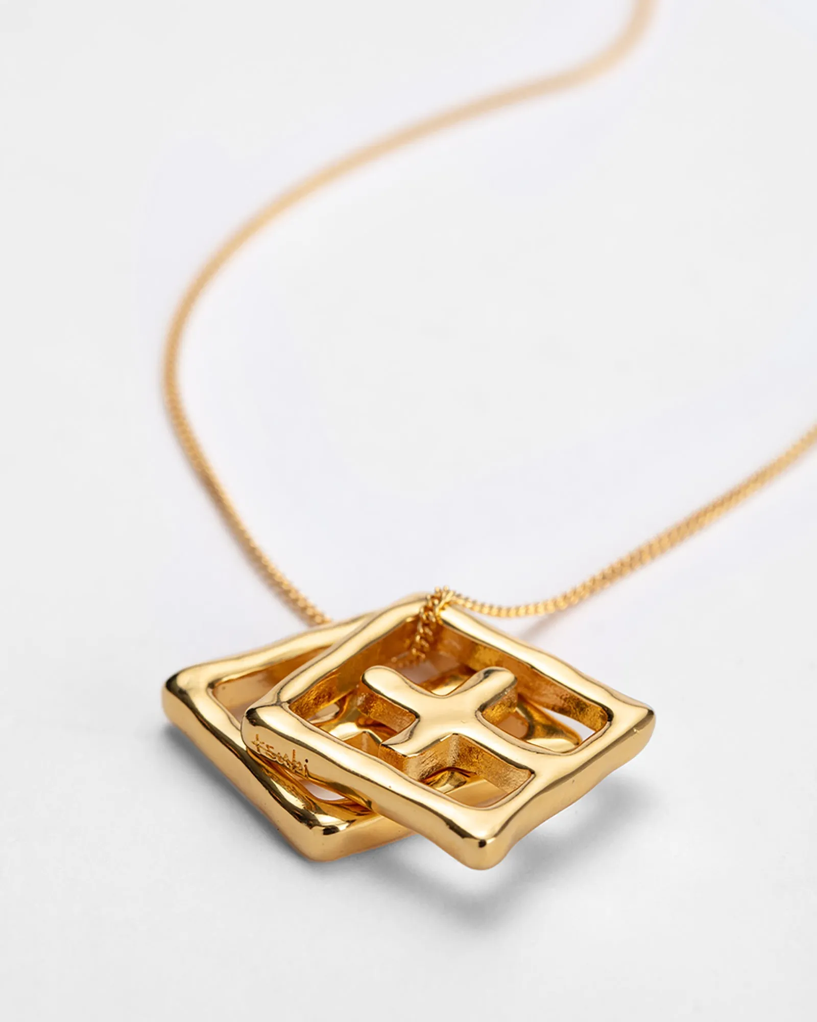 18K DRIPPS BOX CROSS NECKLACE