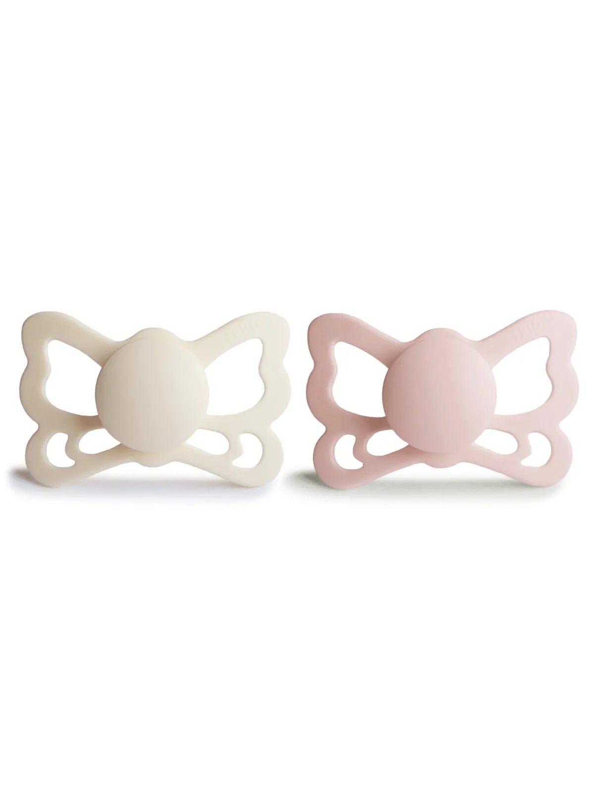 2-Pack Butterfly Anatomical Silicone Pacifiers, Cream/Blush (6-18 months)