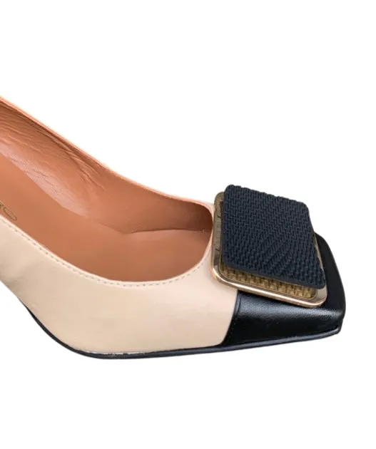 4507 Black/Cream Block Heel