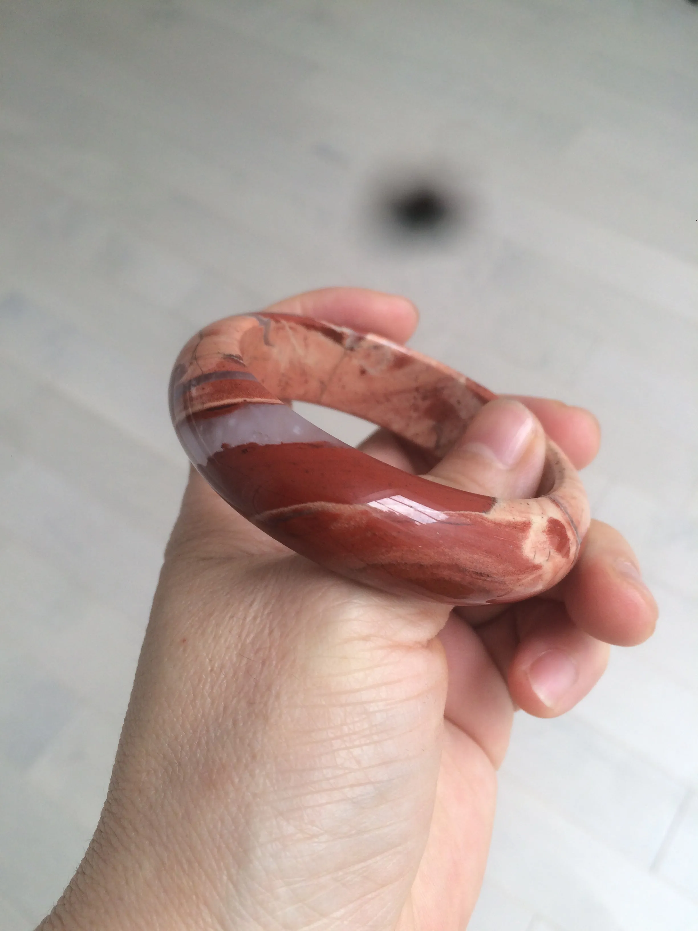 53mm 100% natural red/pink red jasper stone bangle XY89