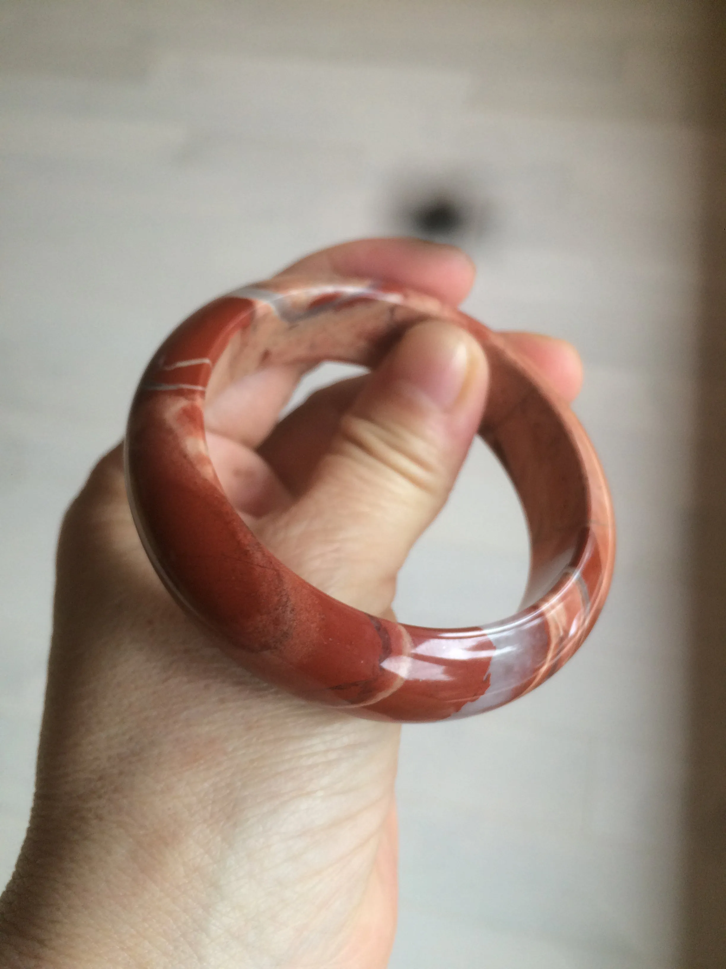 53mm 100% natural red/pink red jasper stone bangle XY89