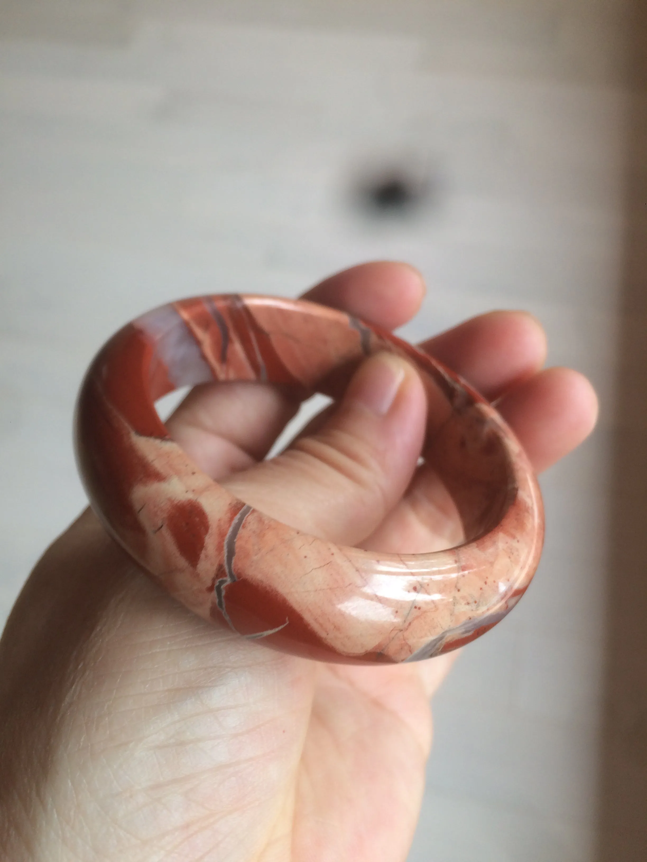 53mm 100% natural red/pink red jasper stone bangle XY89