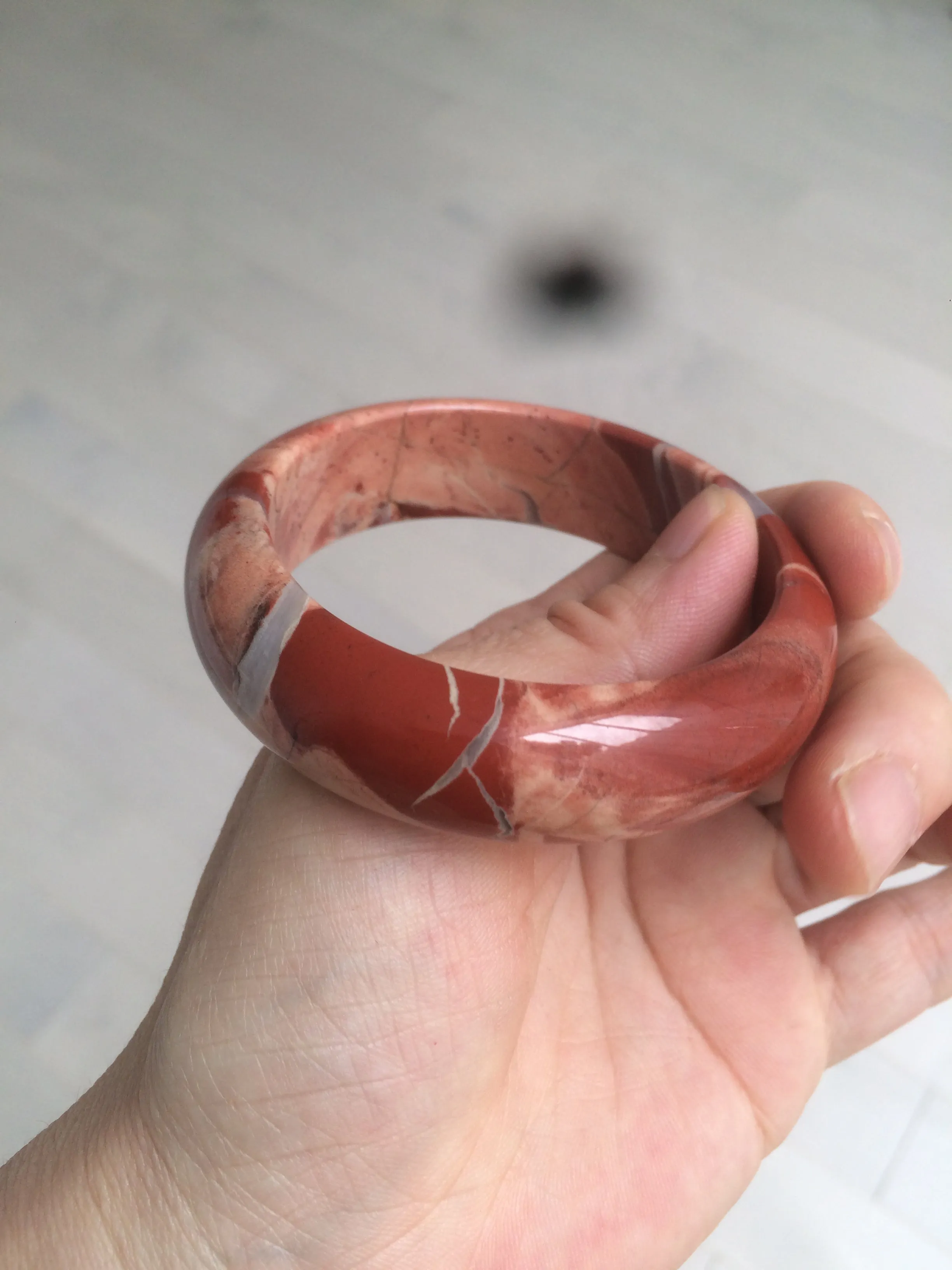 53mm 100% natural red/pink red jasper stone bangle XY89