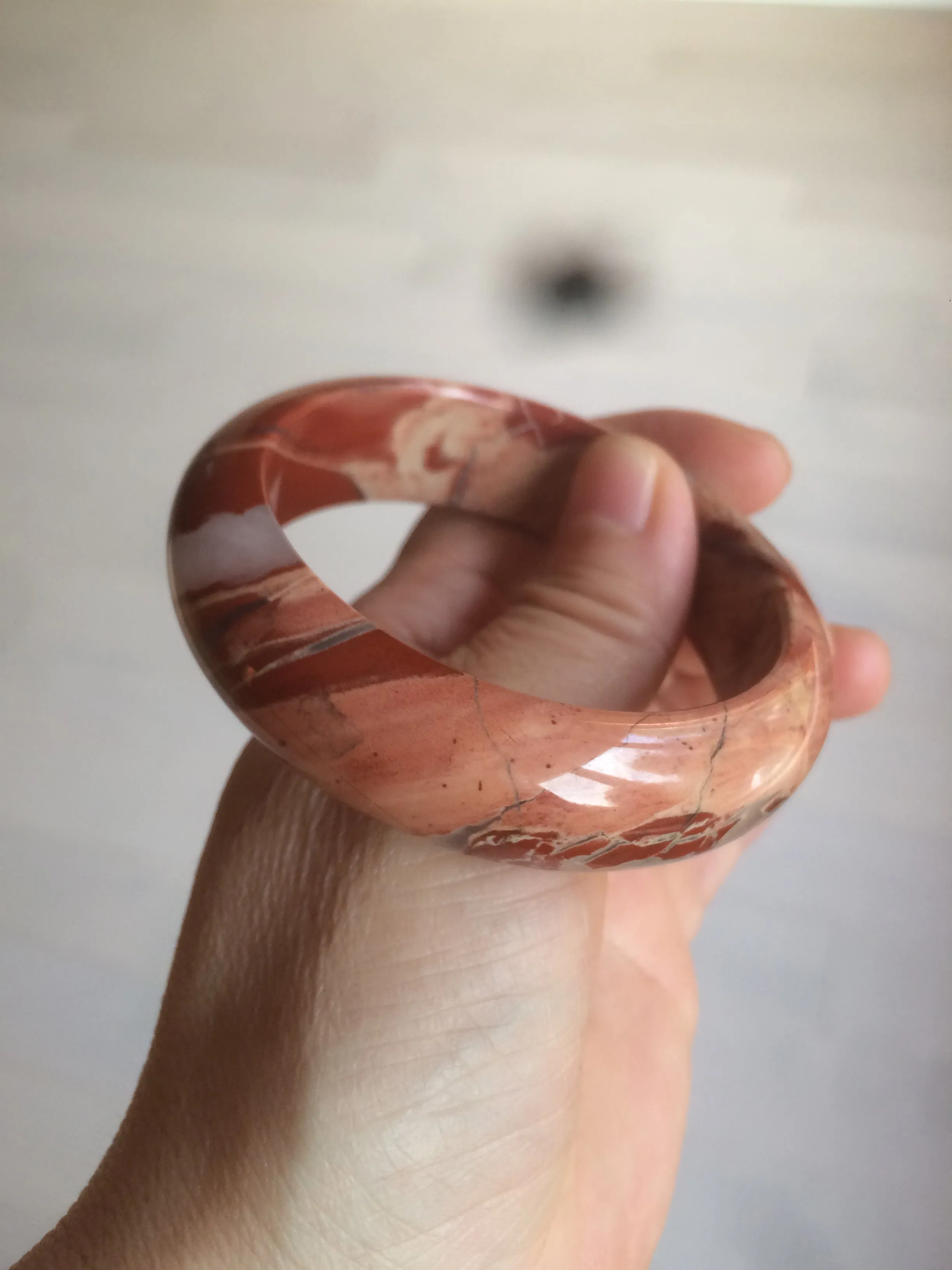 53mm 100% natural red/pink red jasper stone bangle XY89