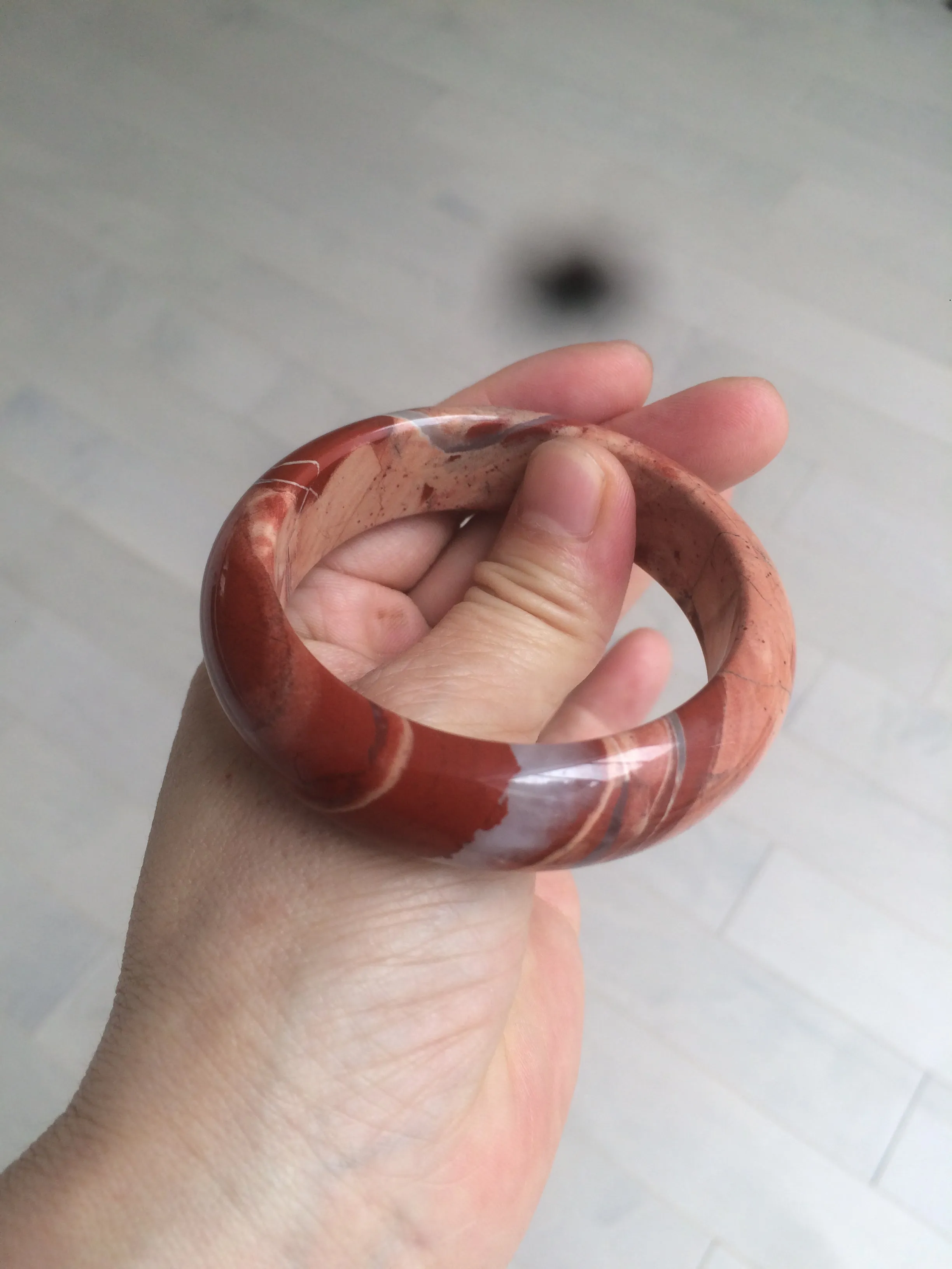 53mm 100% natural red/pink red jasper stone bangle XY89