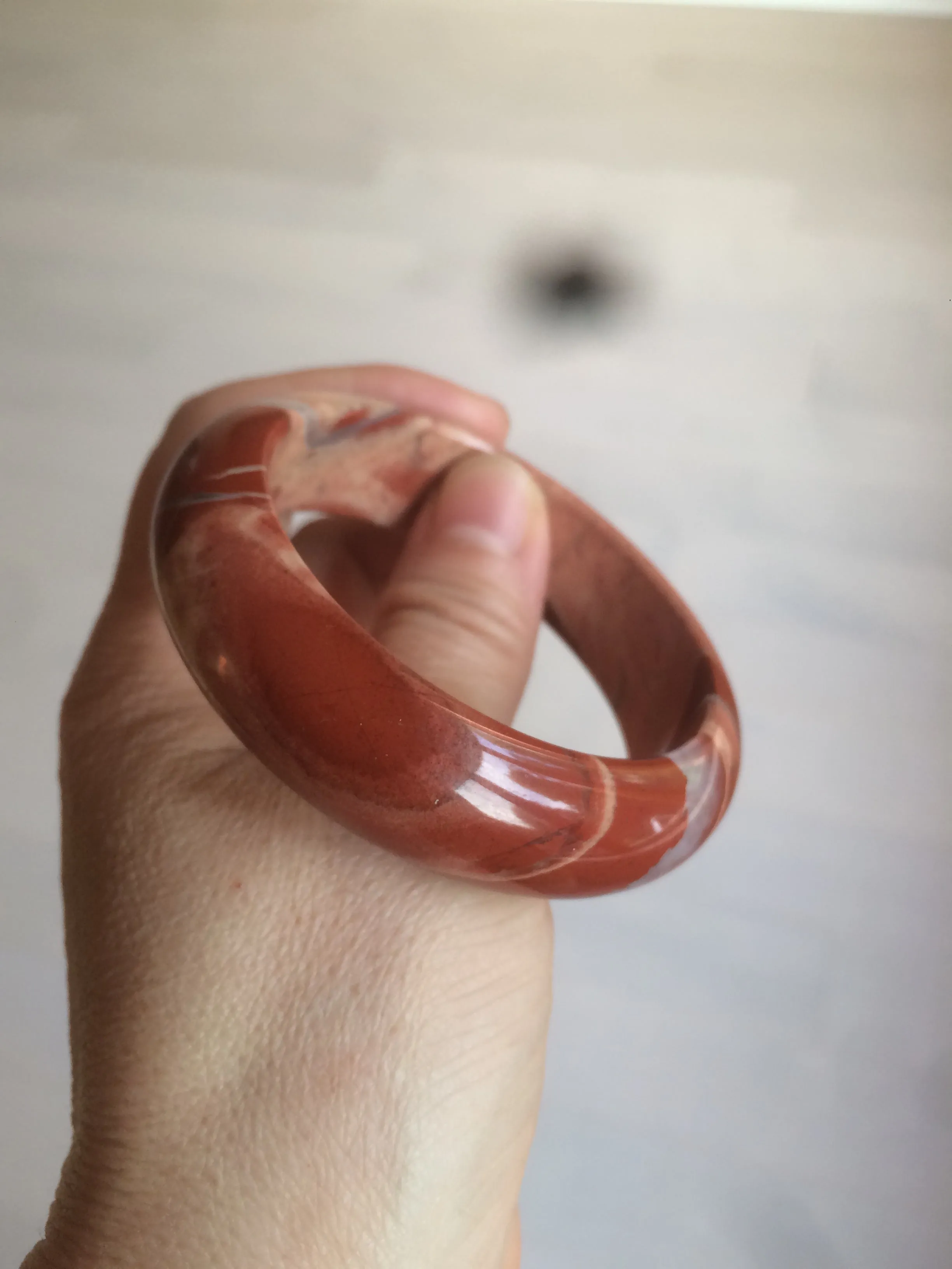 53mm 100% natural red/pink red jasper stone bangle XY89