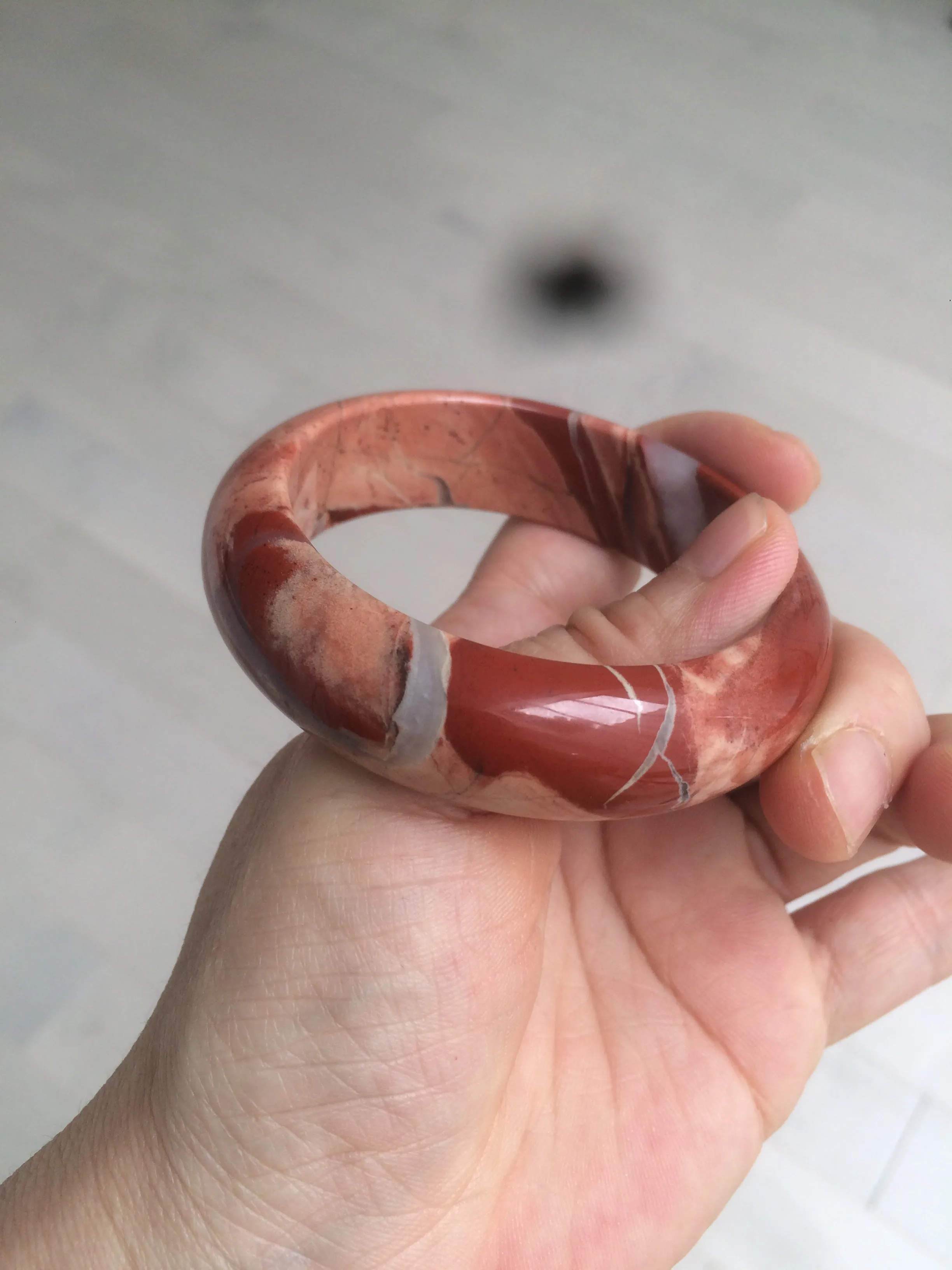 53mm 100% natural red/pink red jasper stone bangle XY89