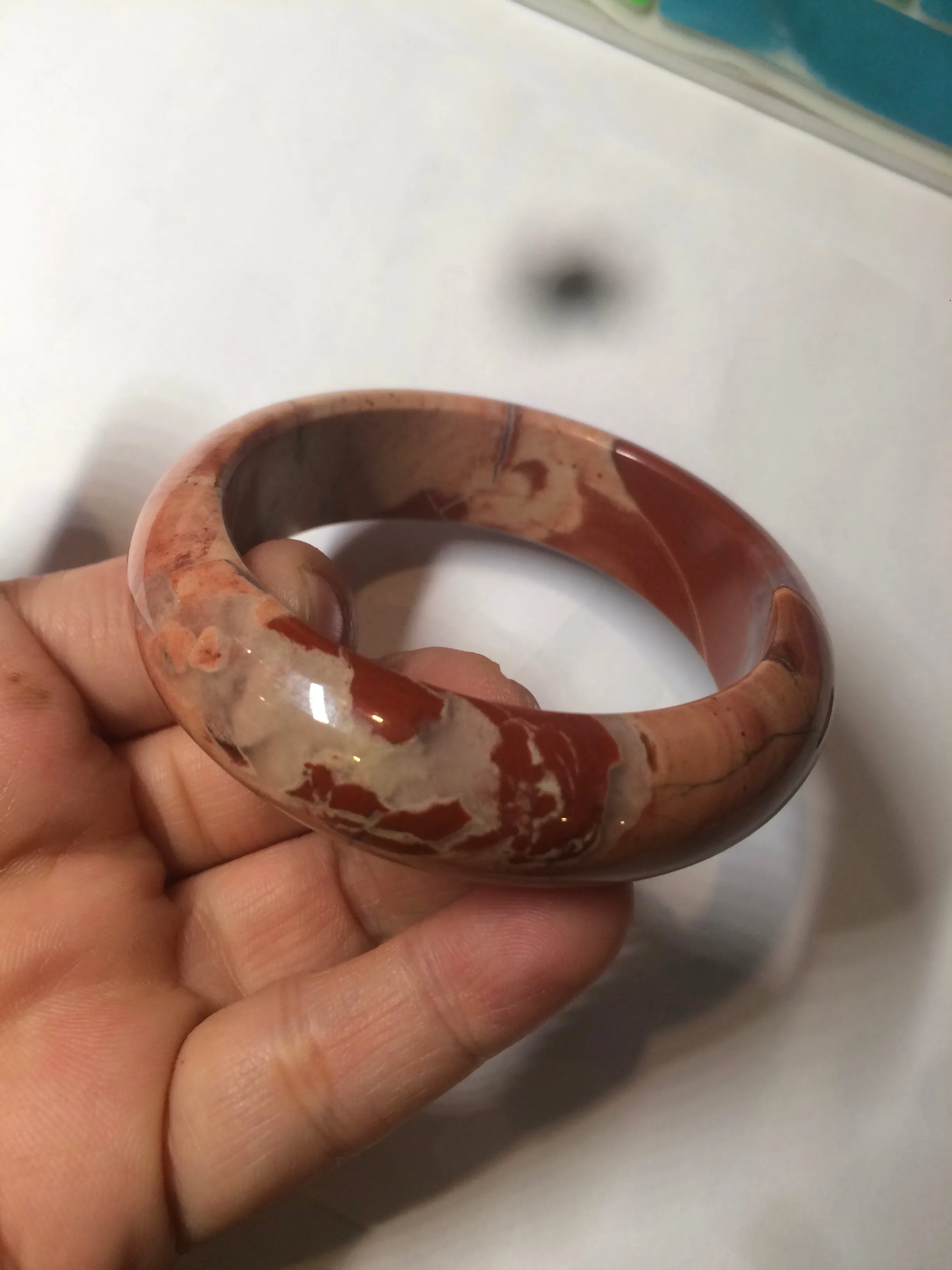 53mm 100% natural red/pink red jasper stone bangle XY89