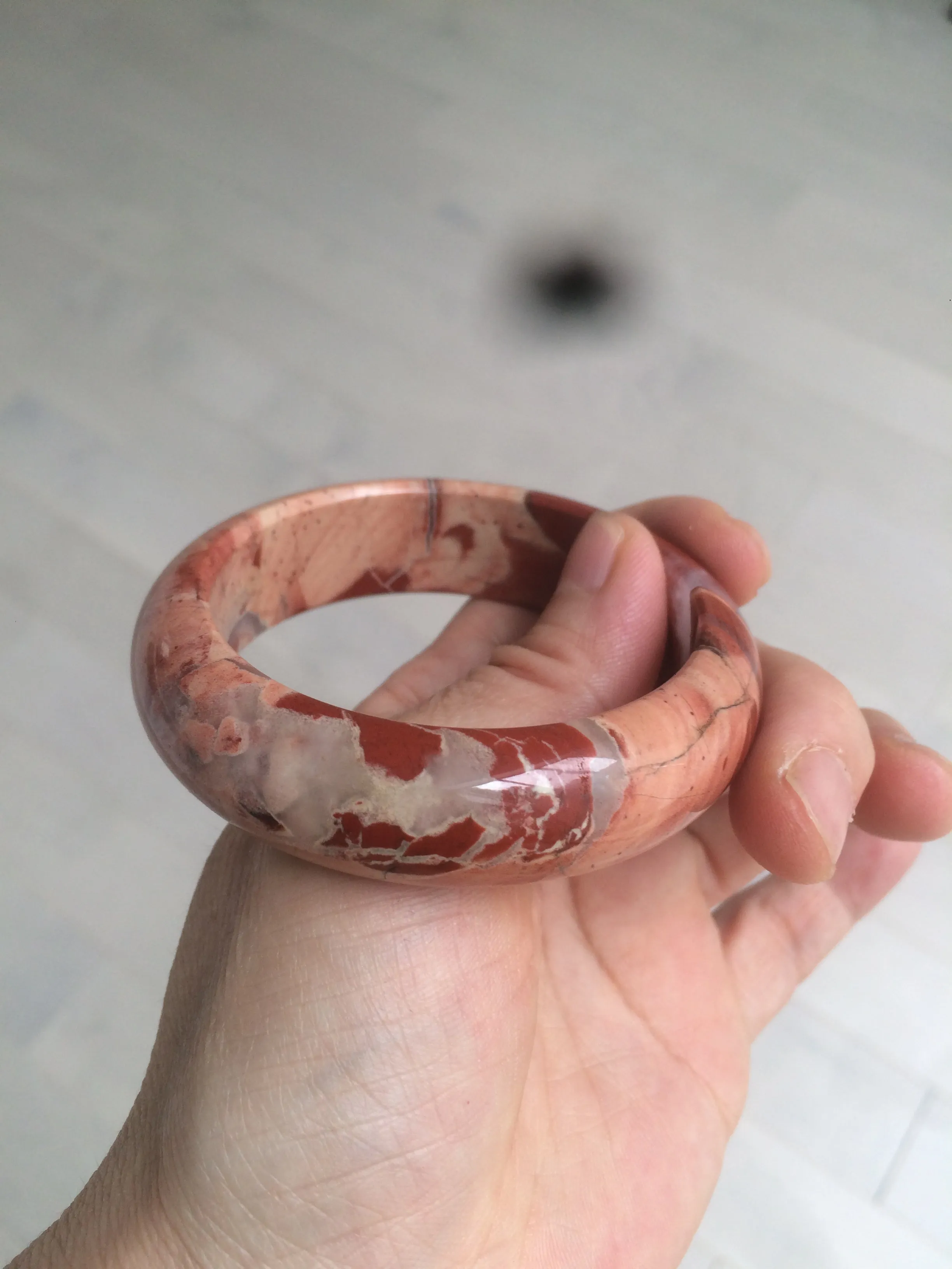 53mm 100% natural red/pink red jasper stone bangle XY89