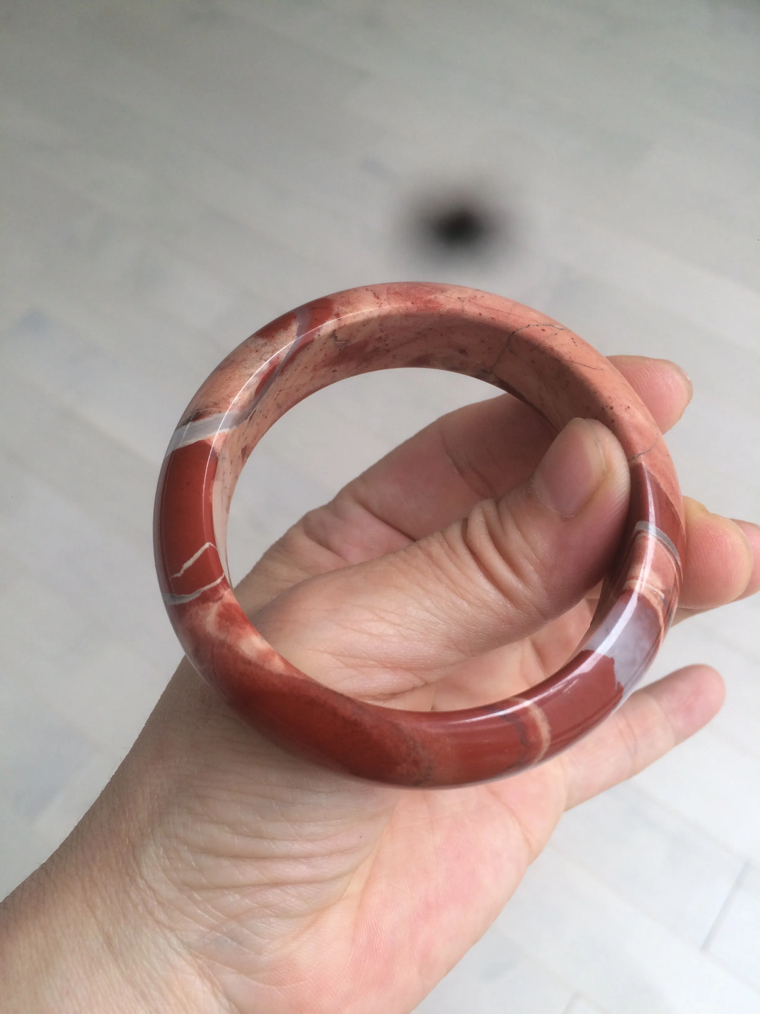 53mm 100% natural red/pink red jasper stone bangle XY89