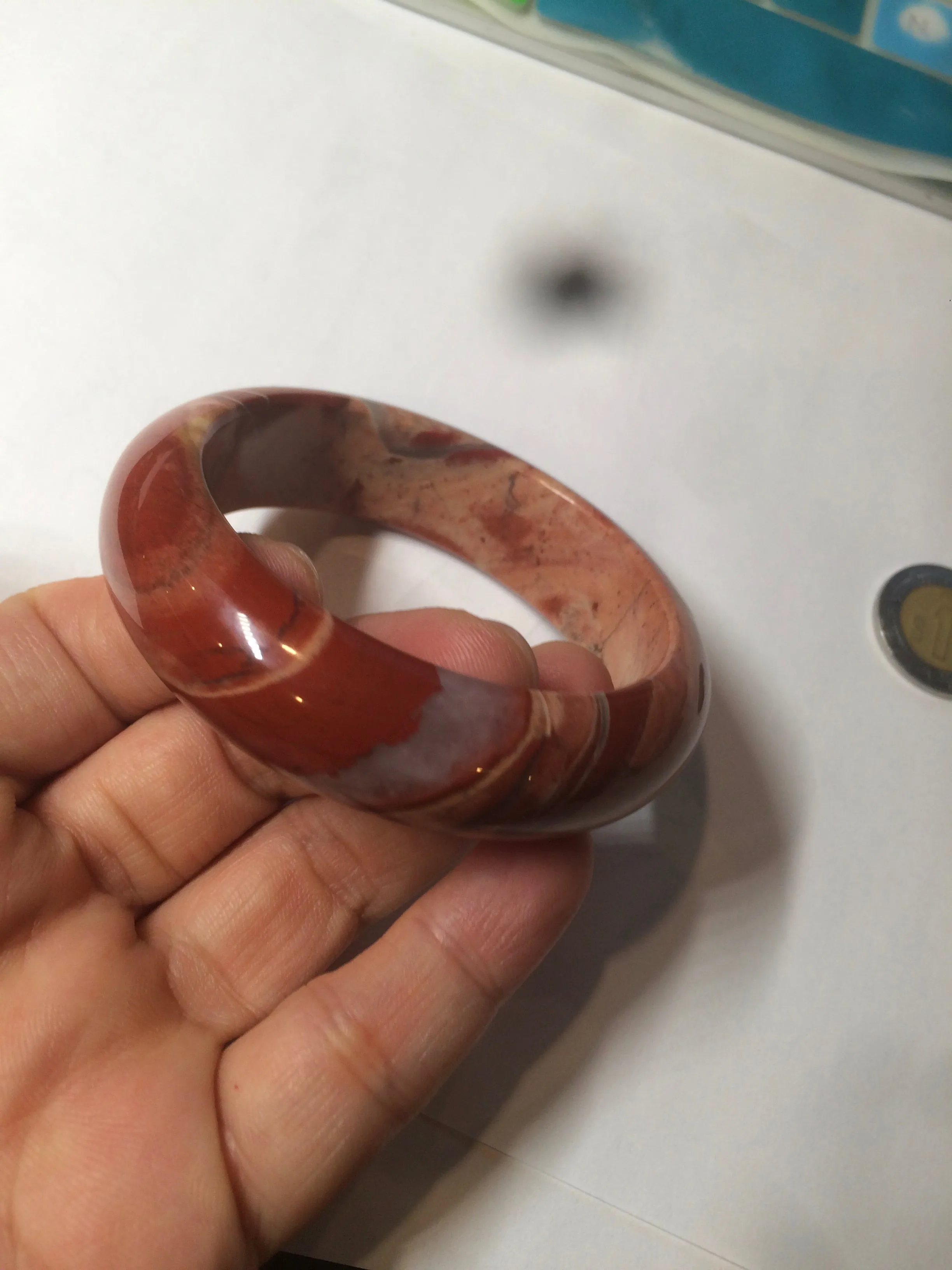 53mm 100% natural red/pink red jasper stone bangle XY89