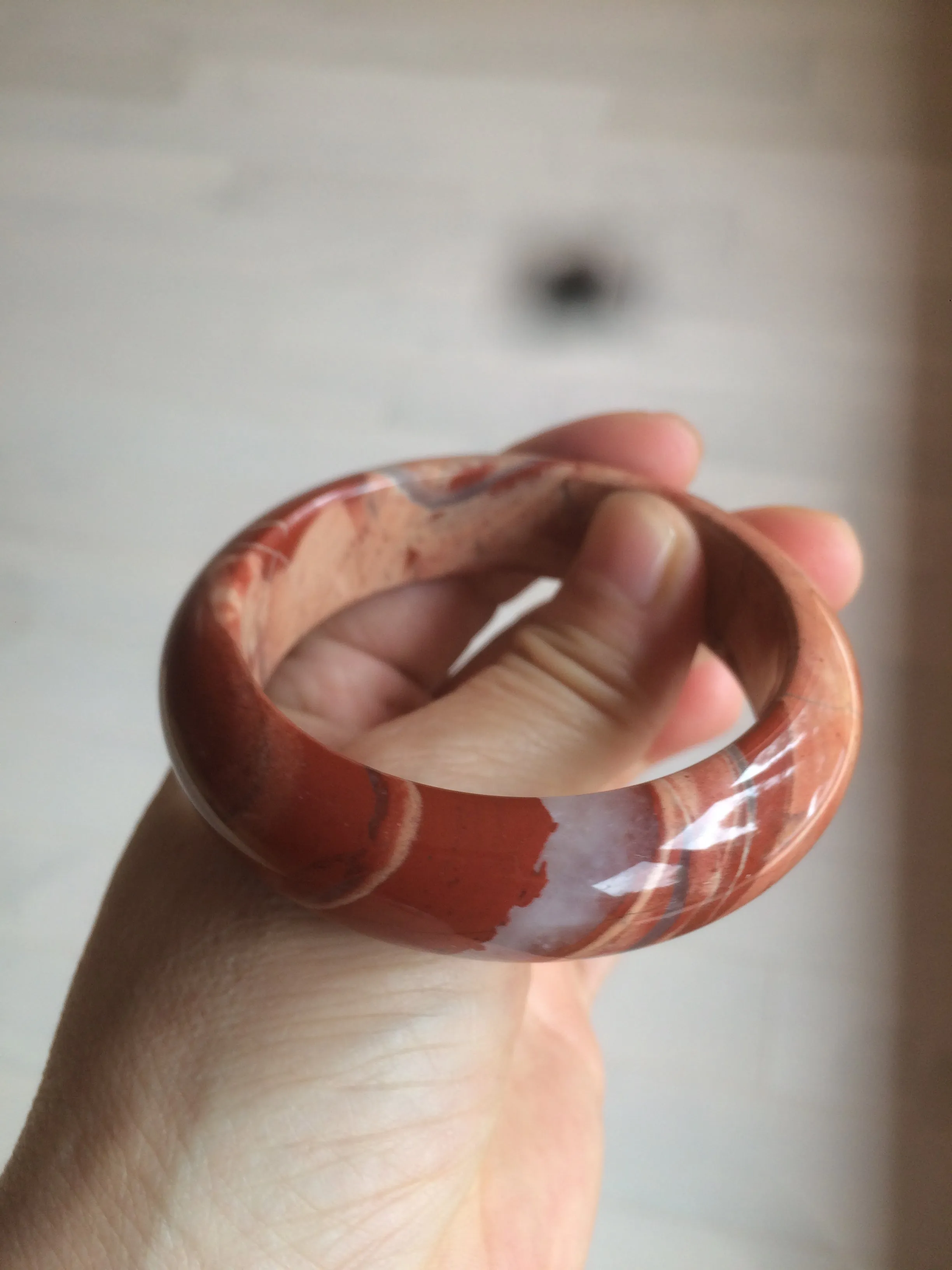 53mm 100% natural red/pink red jasper stone bangle XY89