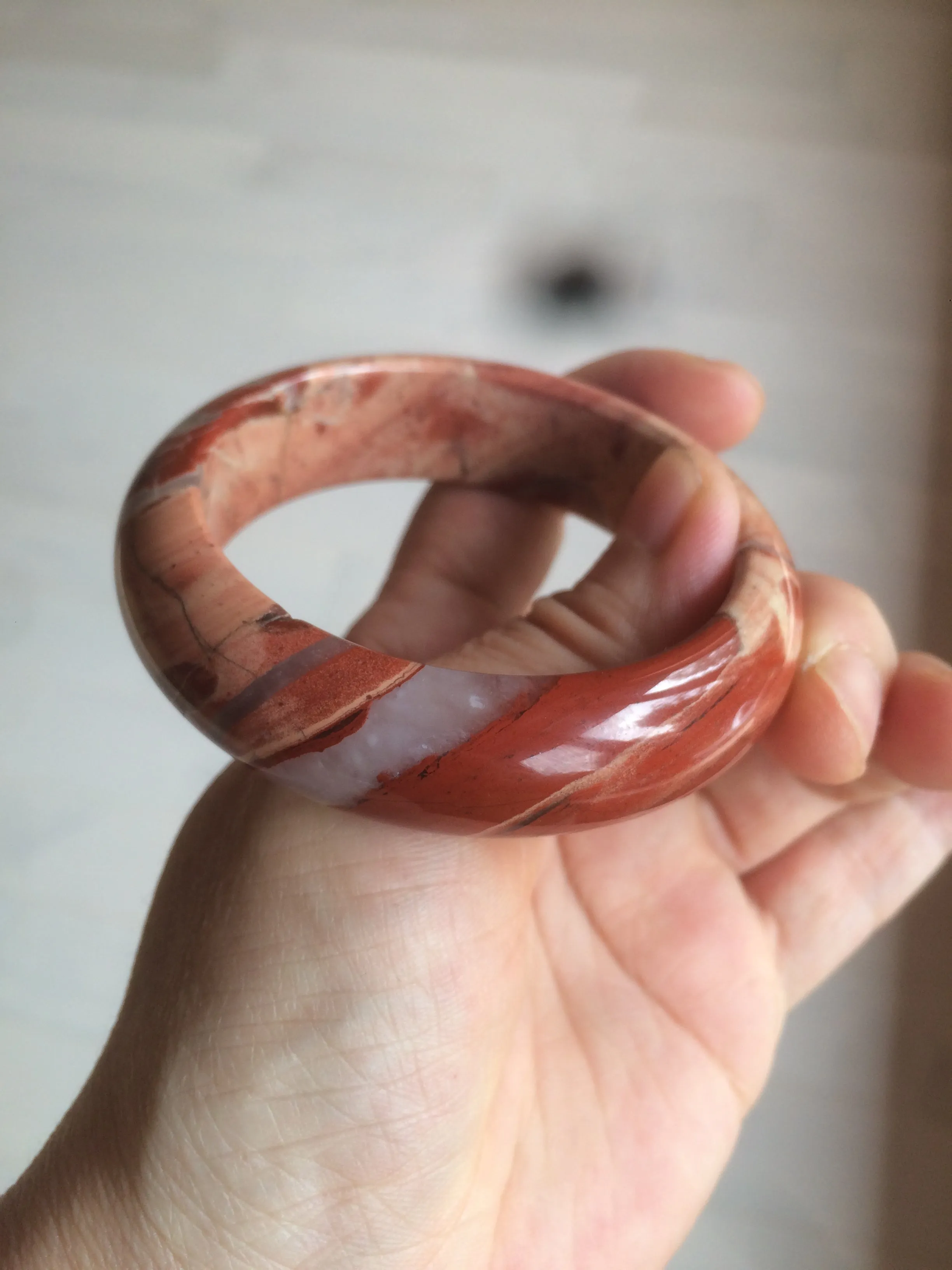 53mm 100% natural red/pink red jasper stone bangle XY89