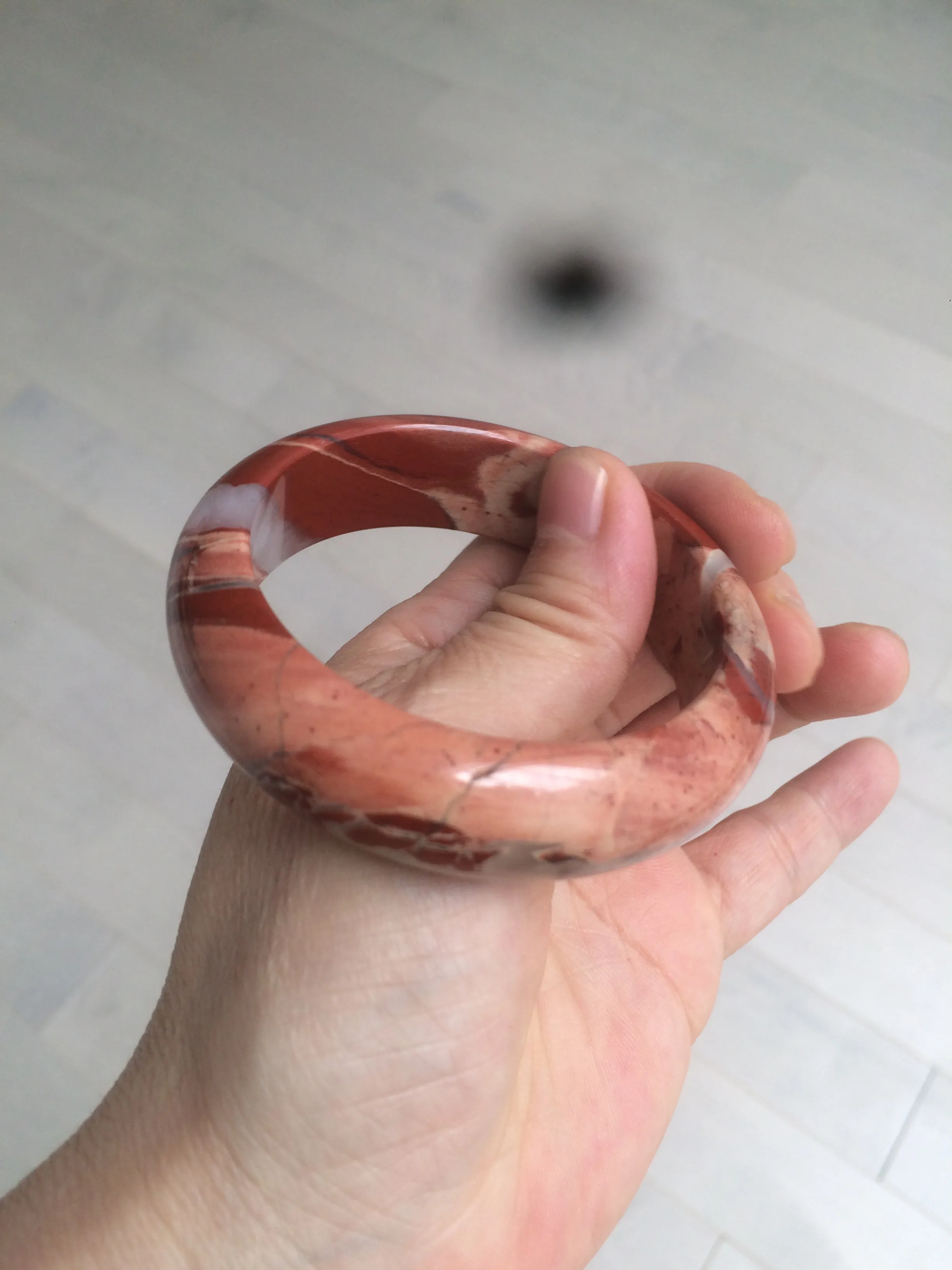 53mm 100% natural red/pink red jasper stone bangle XY89