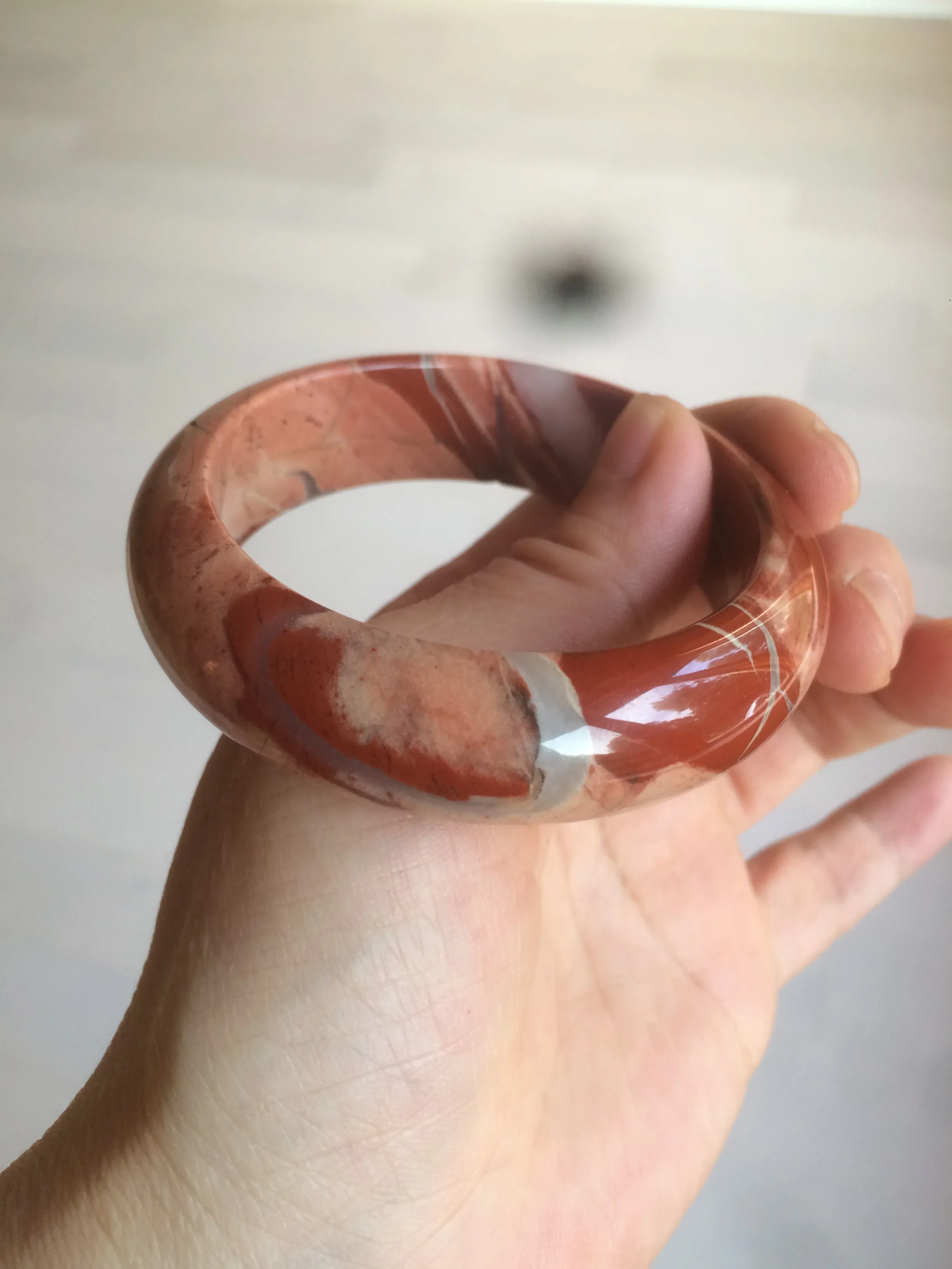 53mm 100% natural red/pink red jasper stone bangle XY89