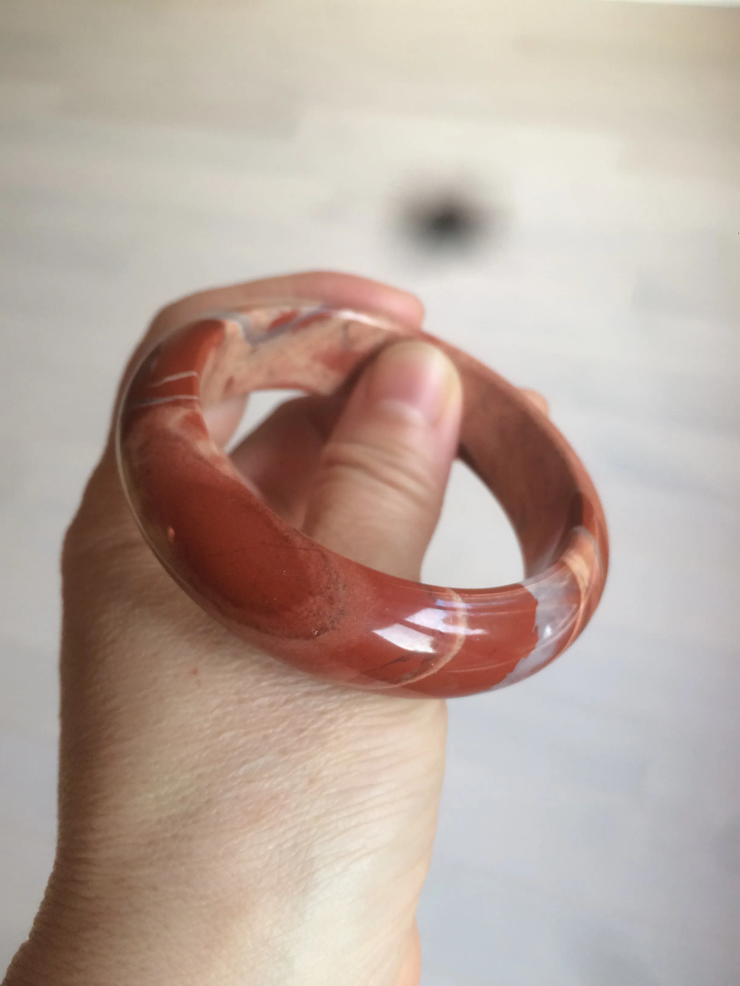 53mm 100% natural red/pink red jasper stone bangle XY89