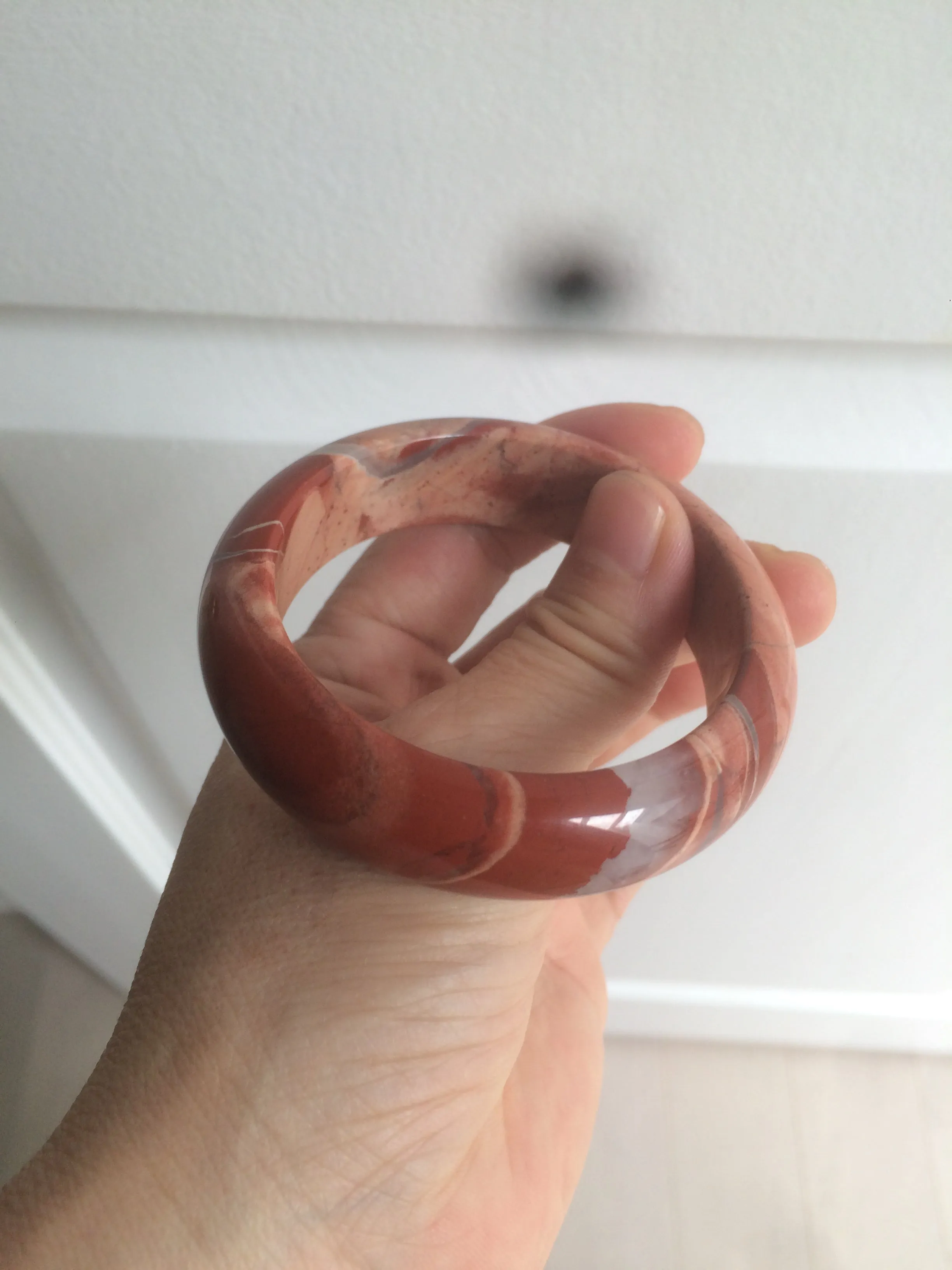 53mm 100% natural red/pink red jasper stone bangle XY89