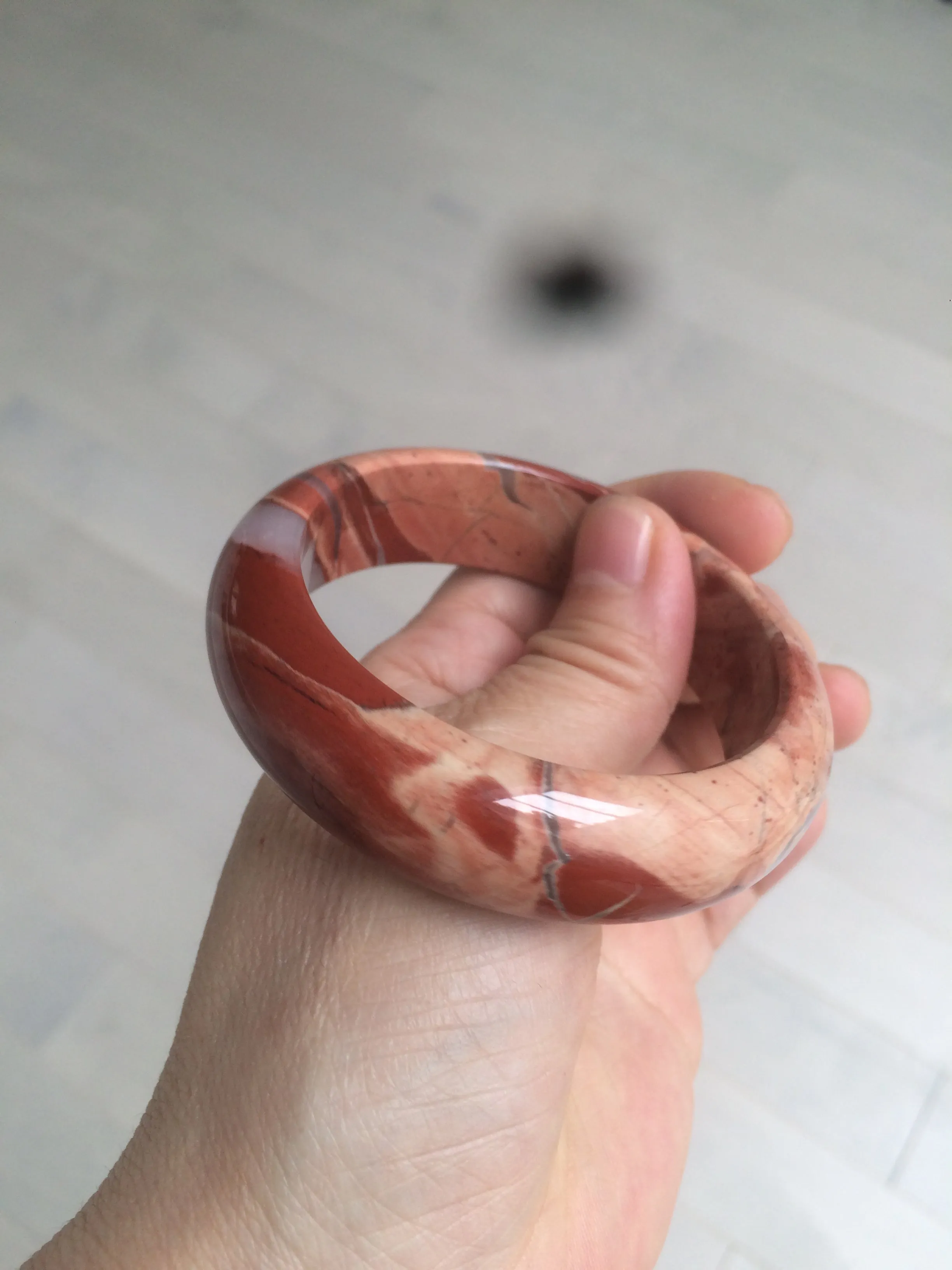 53mm 100% natural red/pink red jasper stone bangle XY89