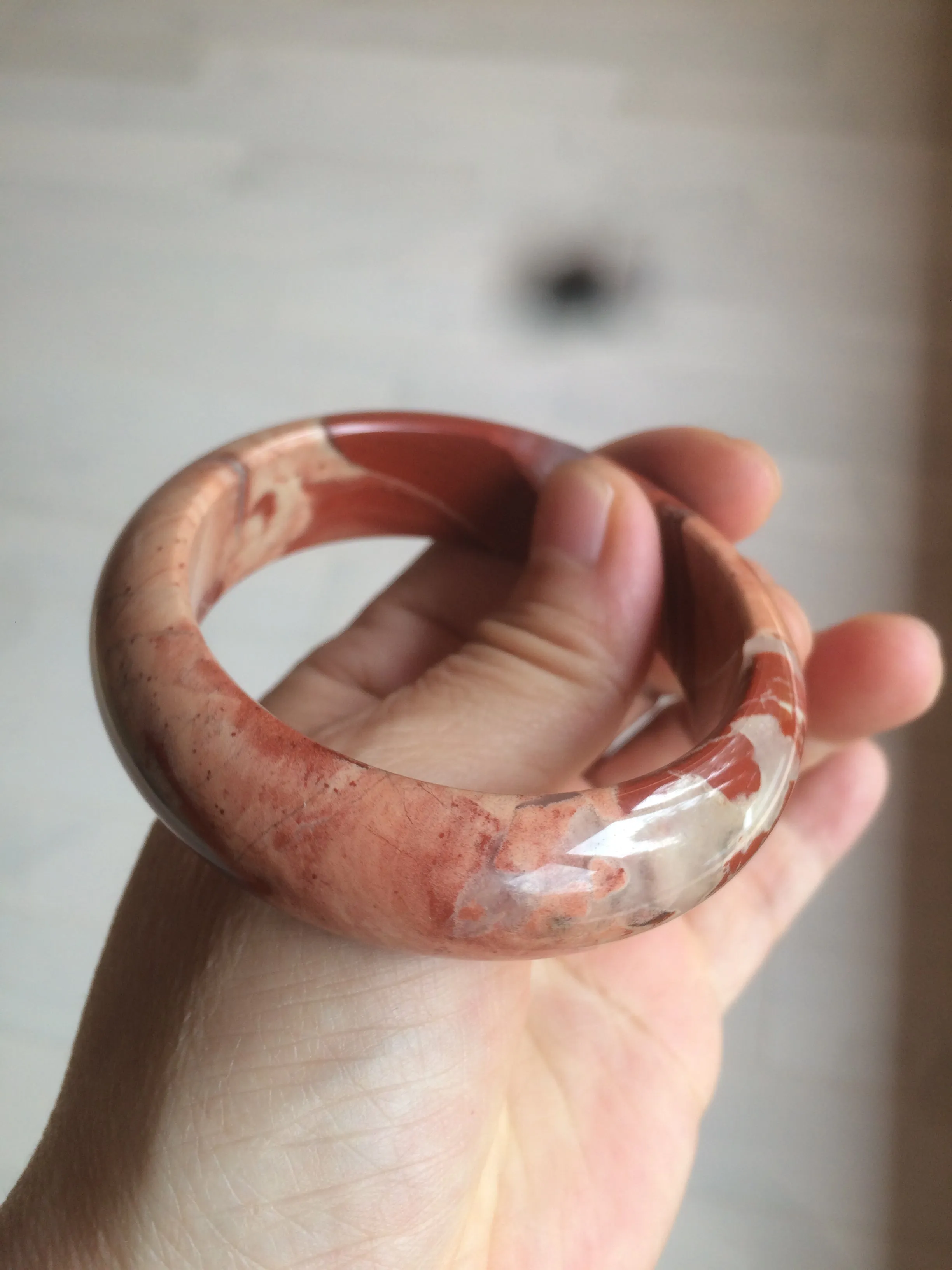 53mm 100% natural red/pink red jasper stone bangle XY89