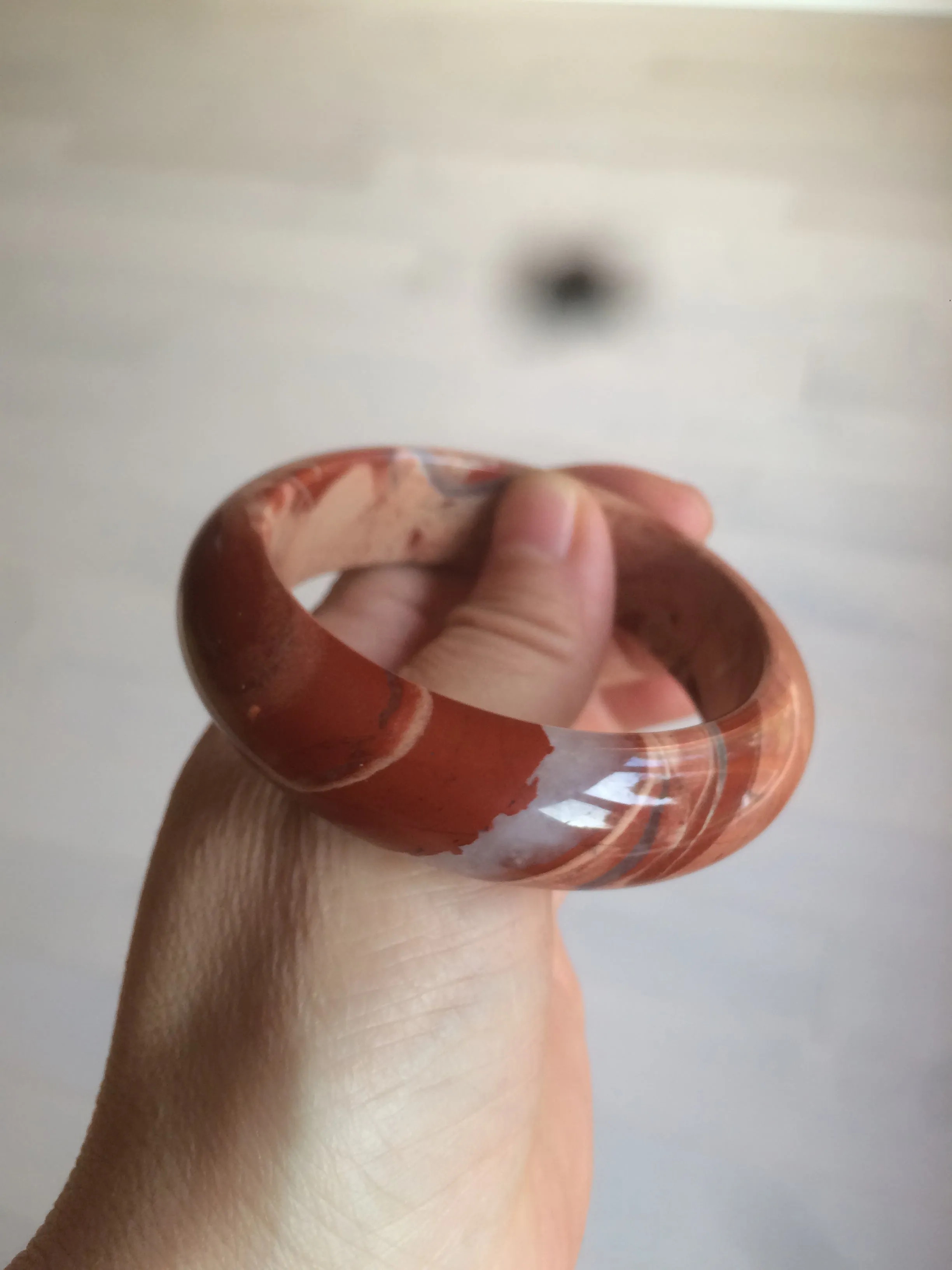 53mm 100% natural red/pink red jasper stone bangle XY89