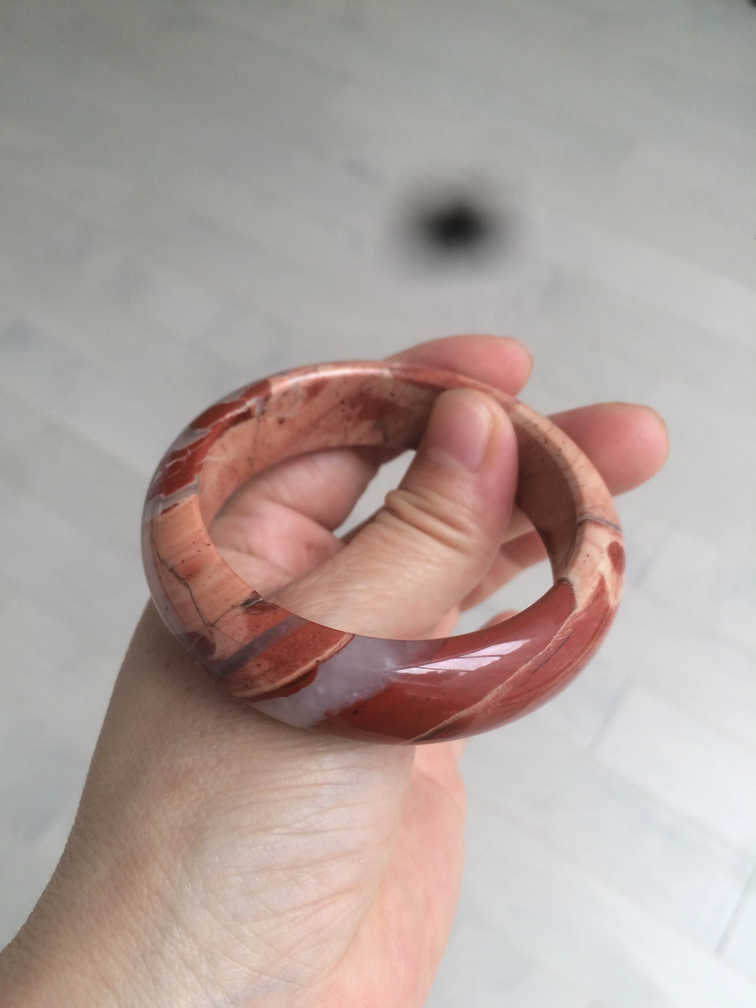 53mm 100% natural red/pink red jasper stone bangle XY89