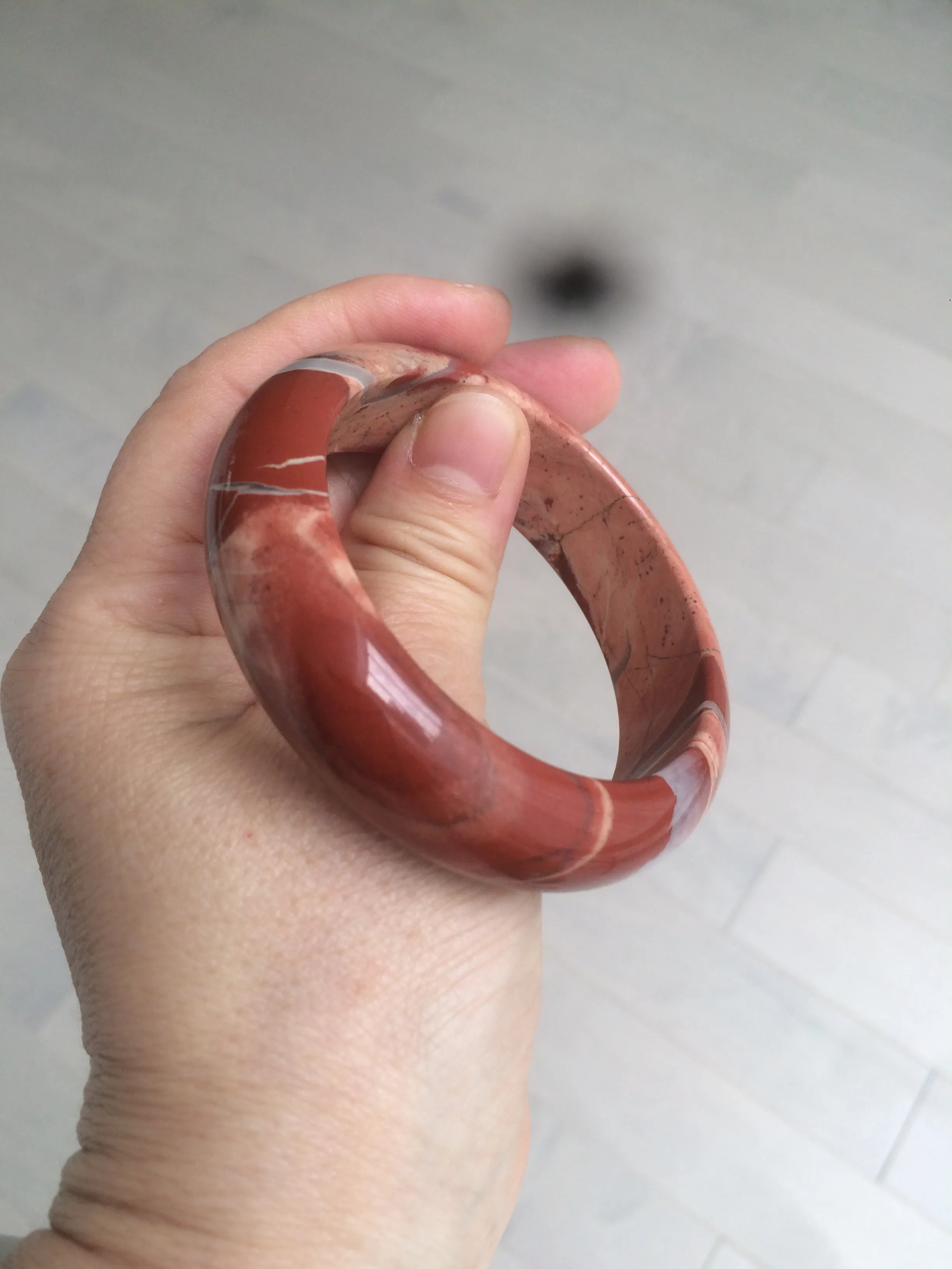 53mm 100% natural red/pink red jasper stone bangle XY89