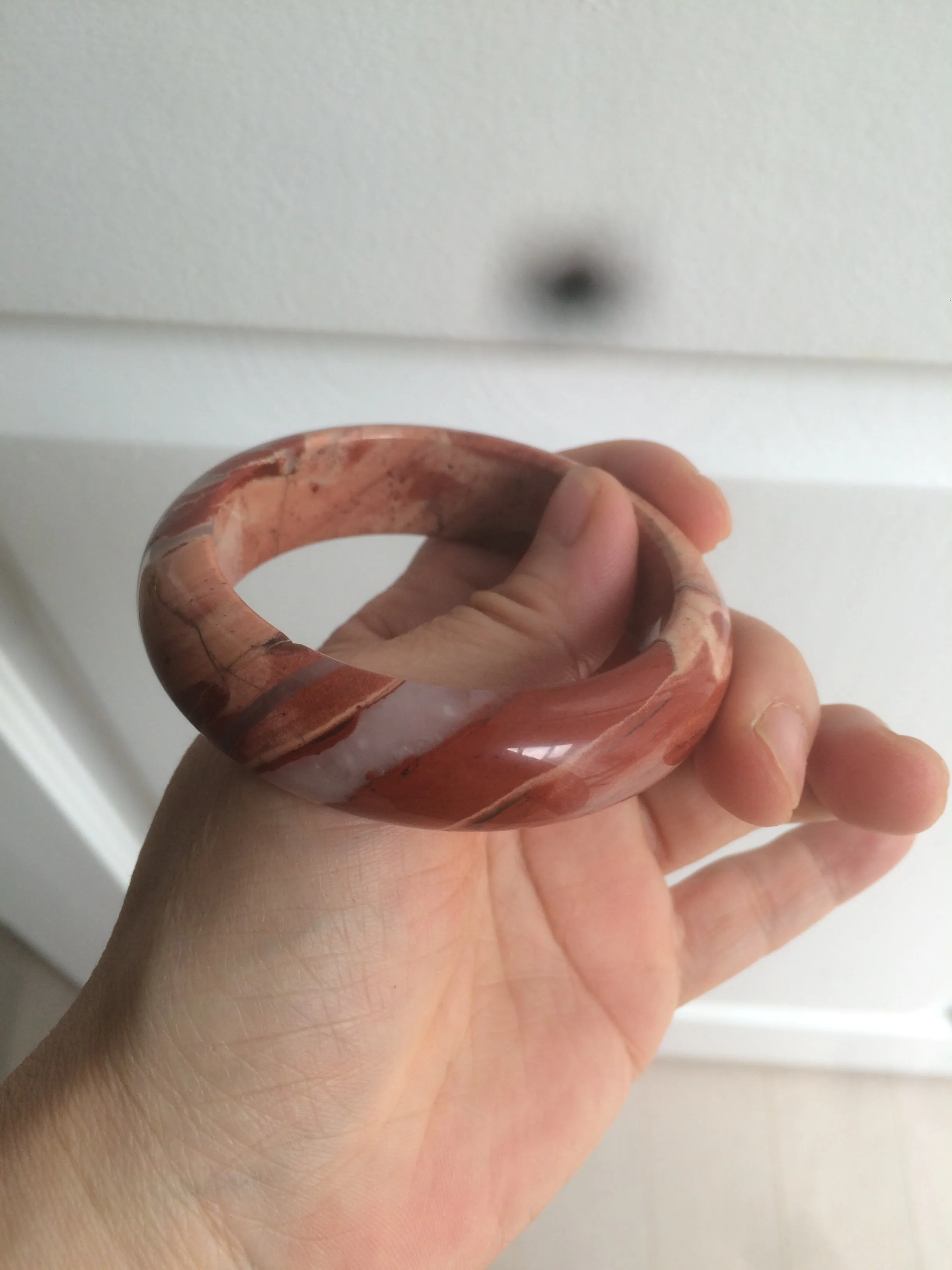 53mm 100% natural red/pink red jasper stone bangle XY89