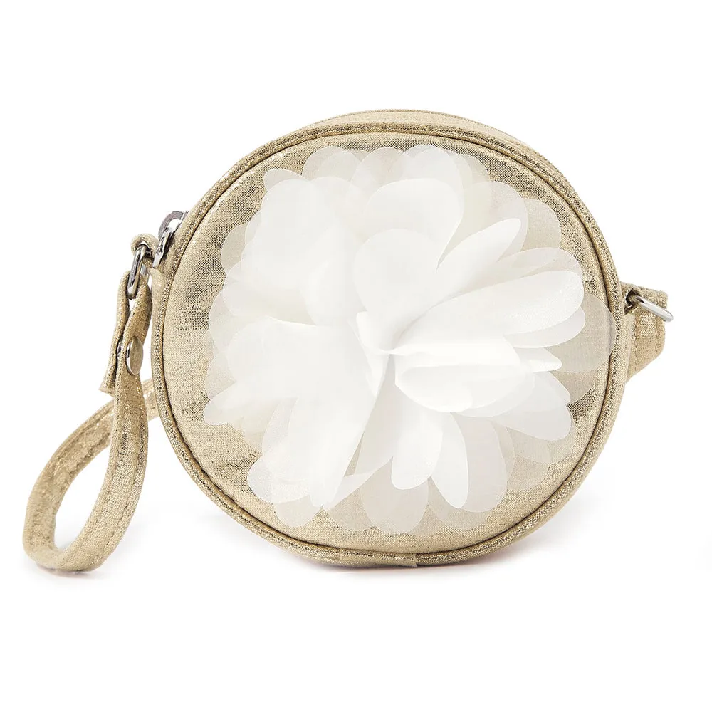 Accessorize London Girl's Gold Corsage Round Sling Bag