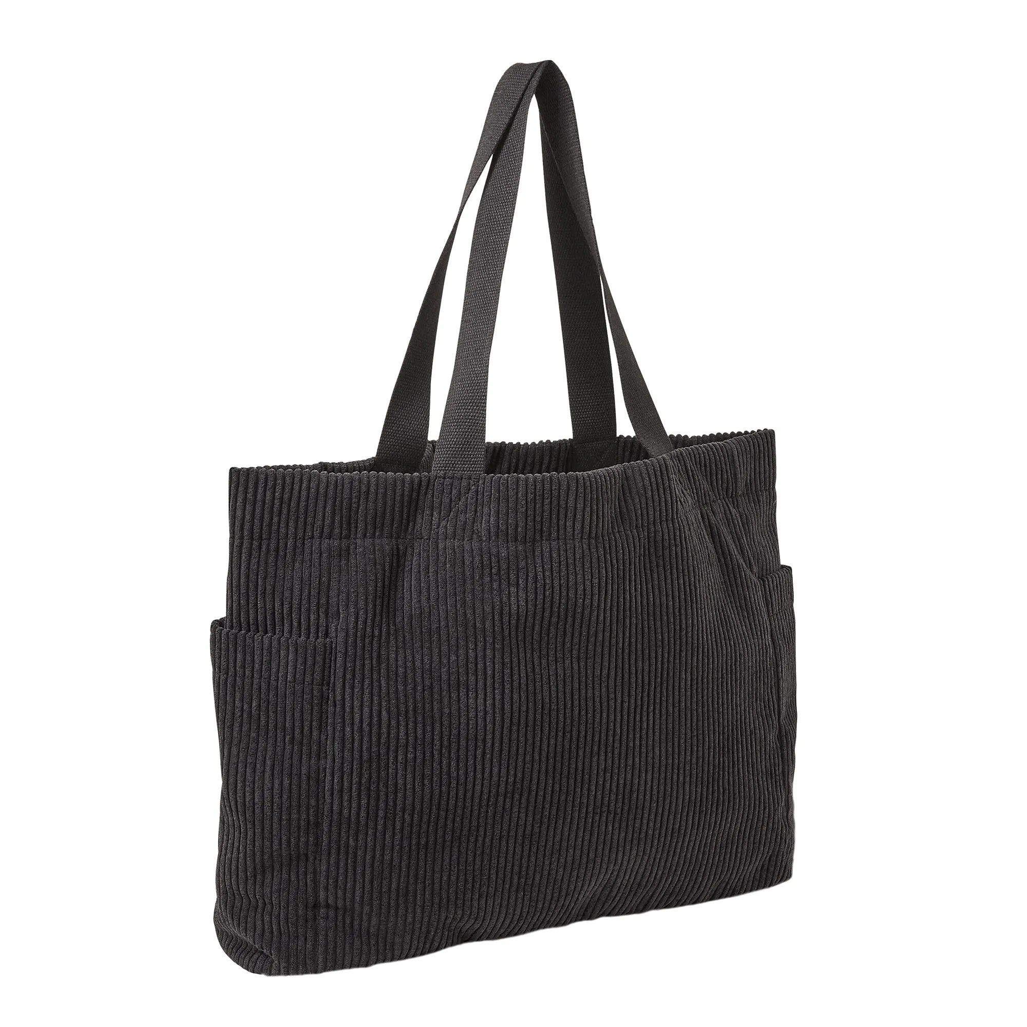 Accessorize London Women's Fabric Black Cord Shopper Bag