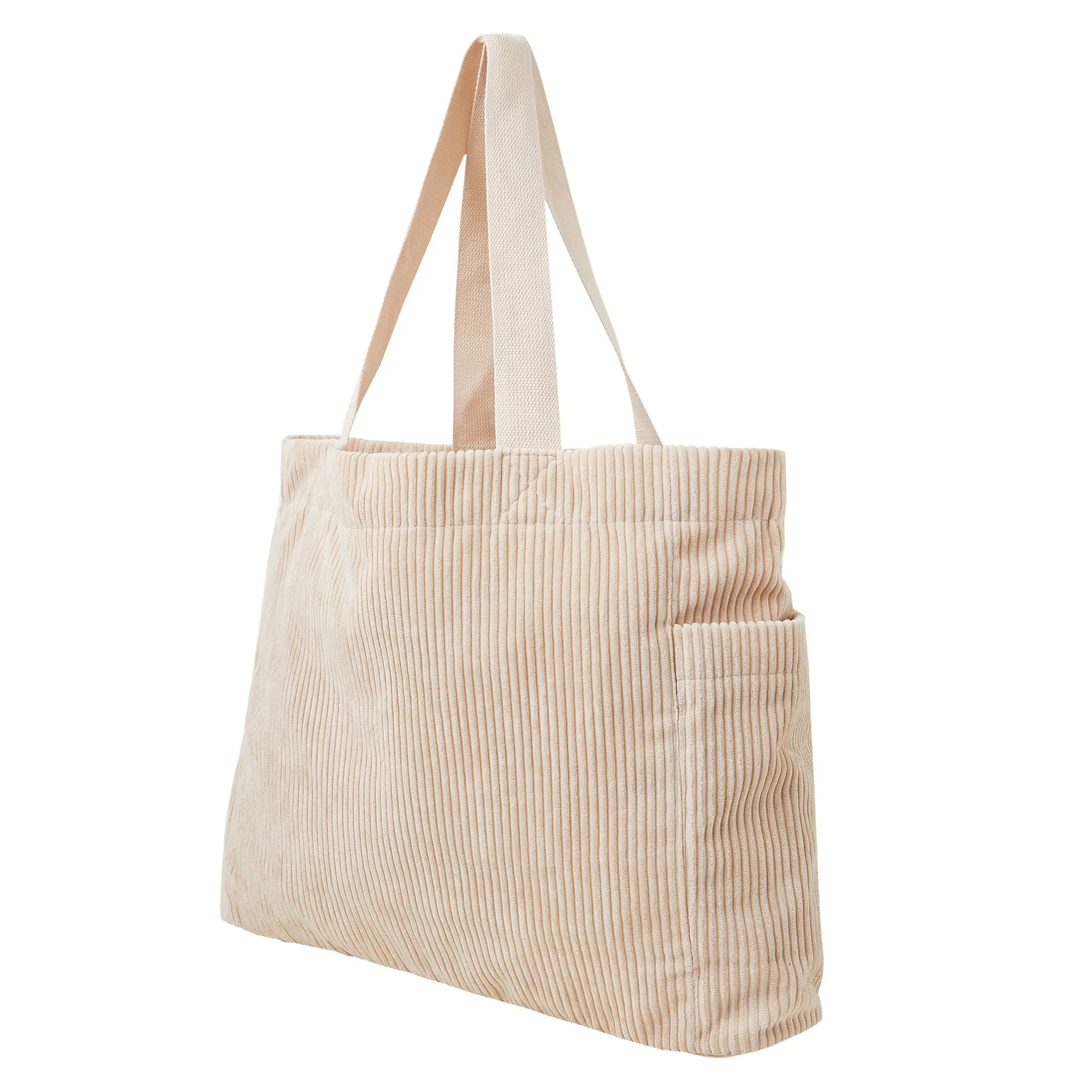 Accessorize London Women's Fabric Cream Cord Shopper Bag