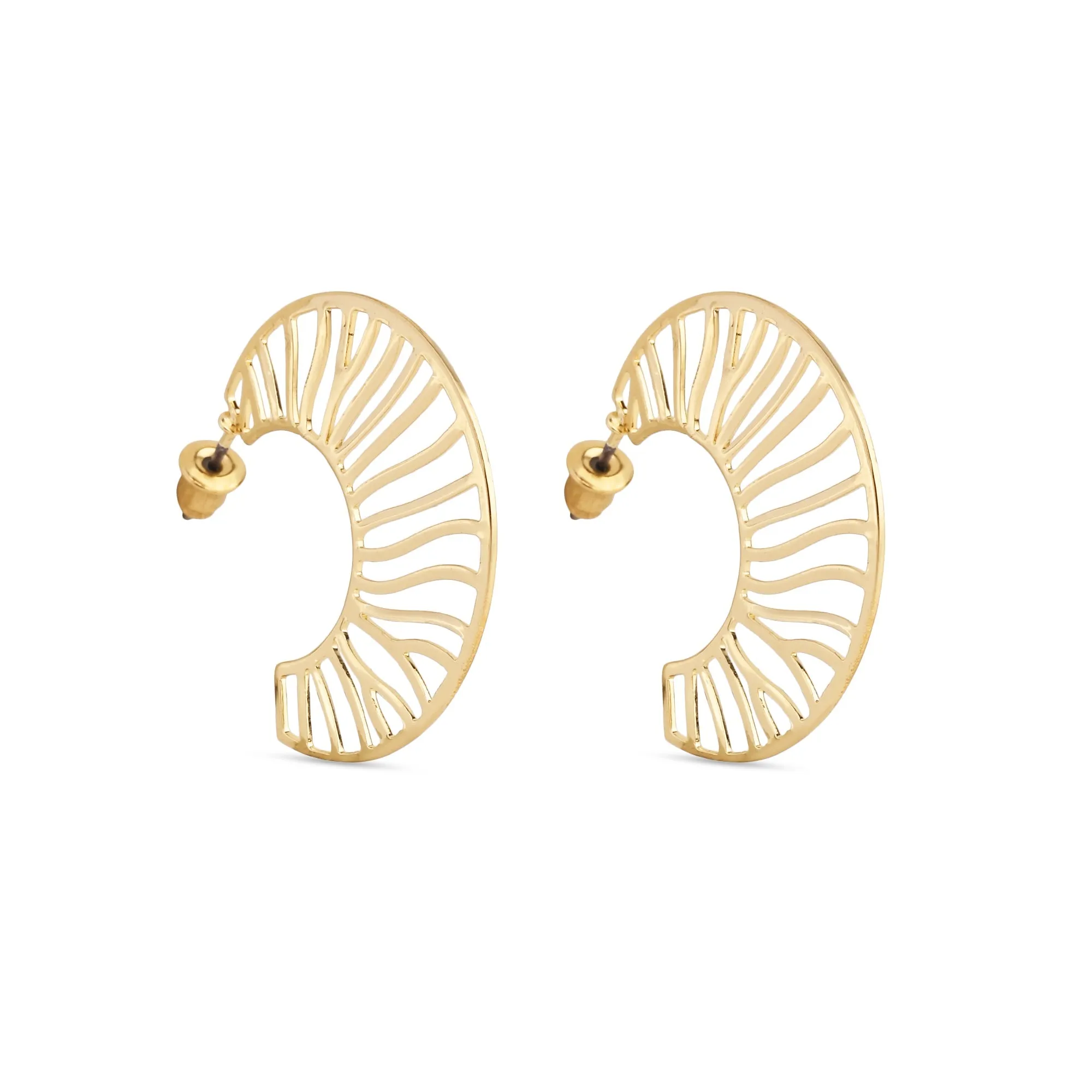 Accessorize London Women's Gold Cutout Crescent Hoop Earring