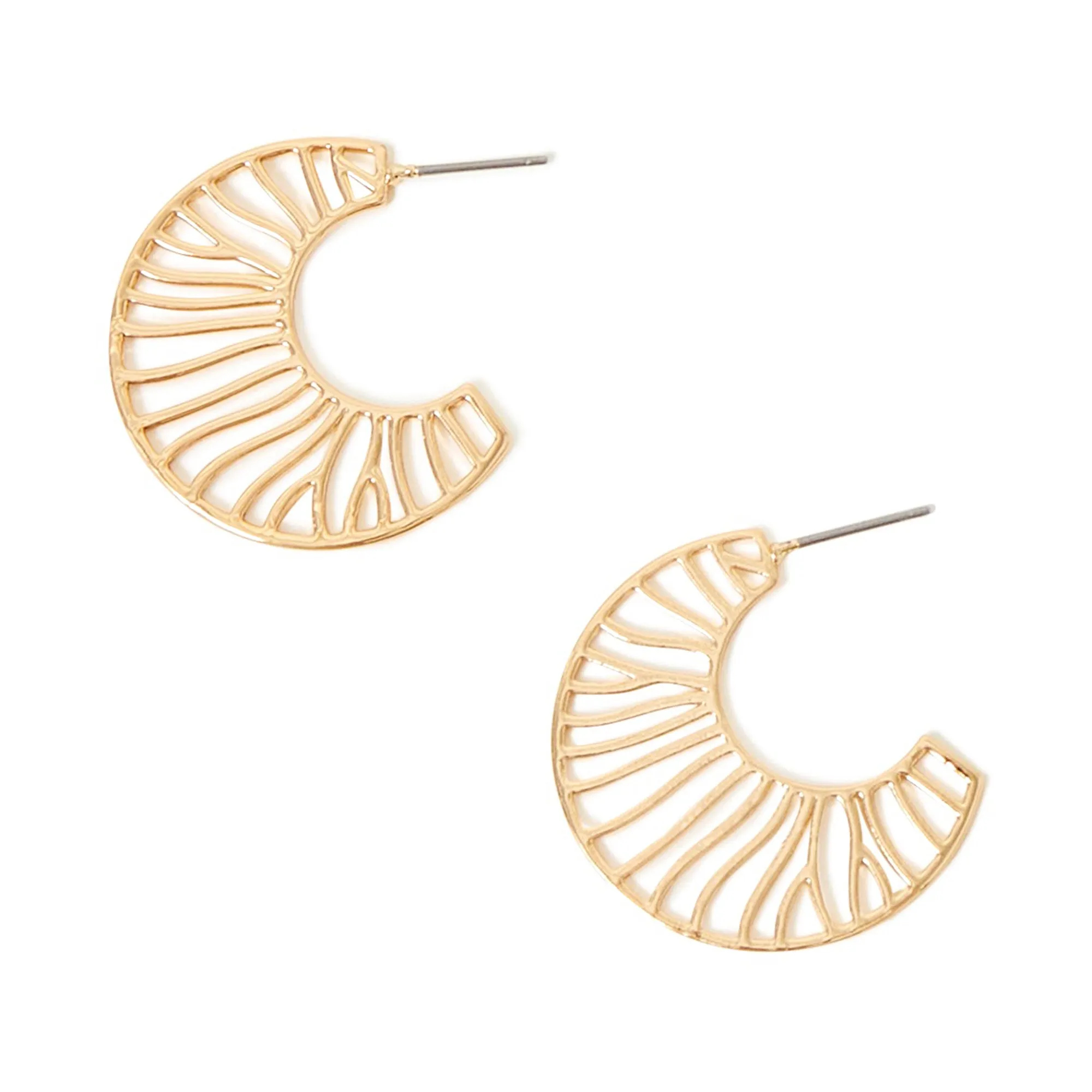 Accessorize London Women's Gold Cutout Crescent Hoop Earring