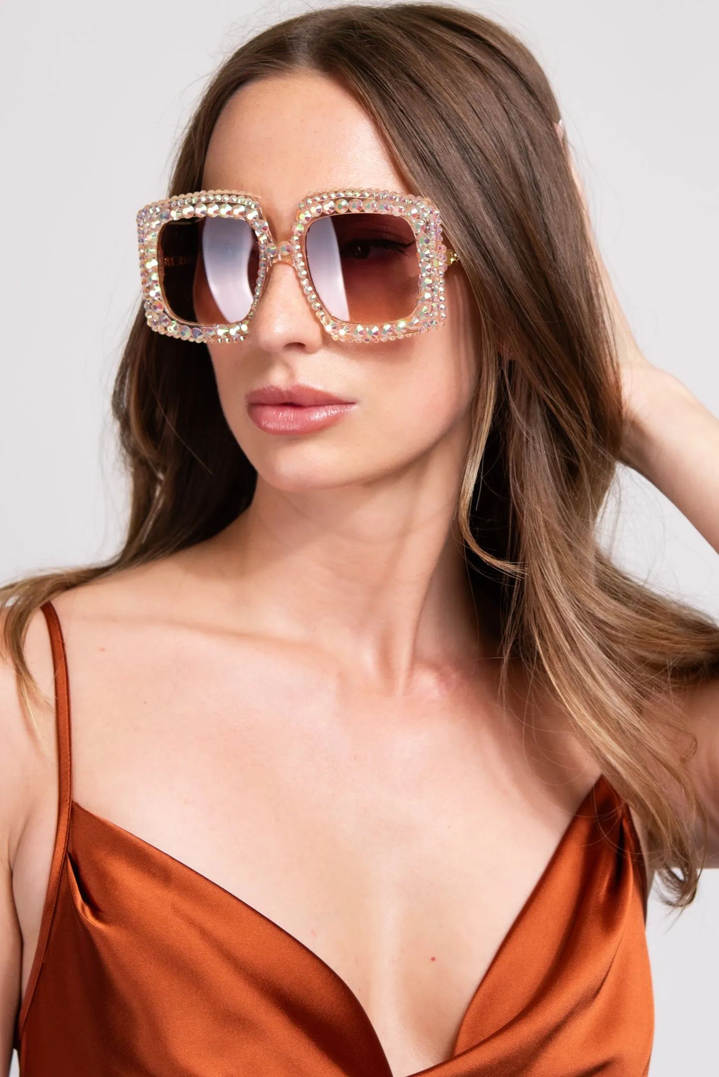 Anita Rectangular Rhinestone Sunglasses