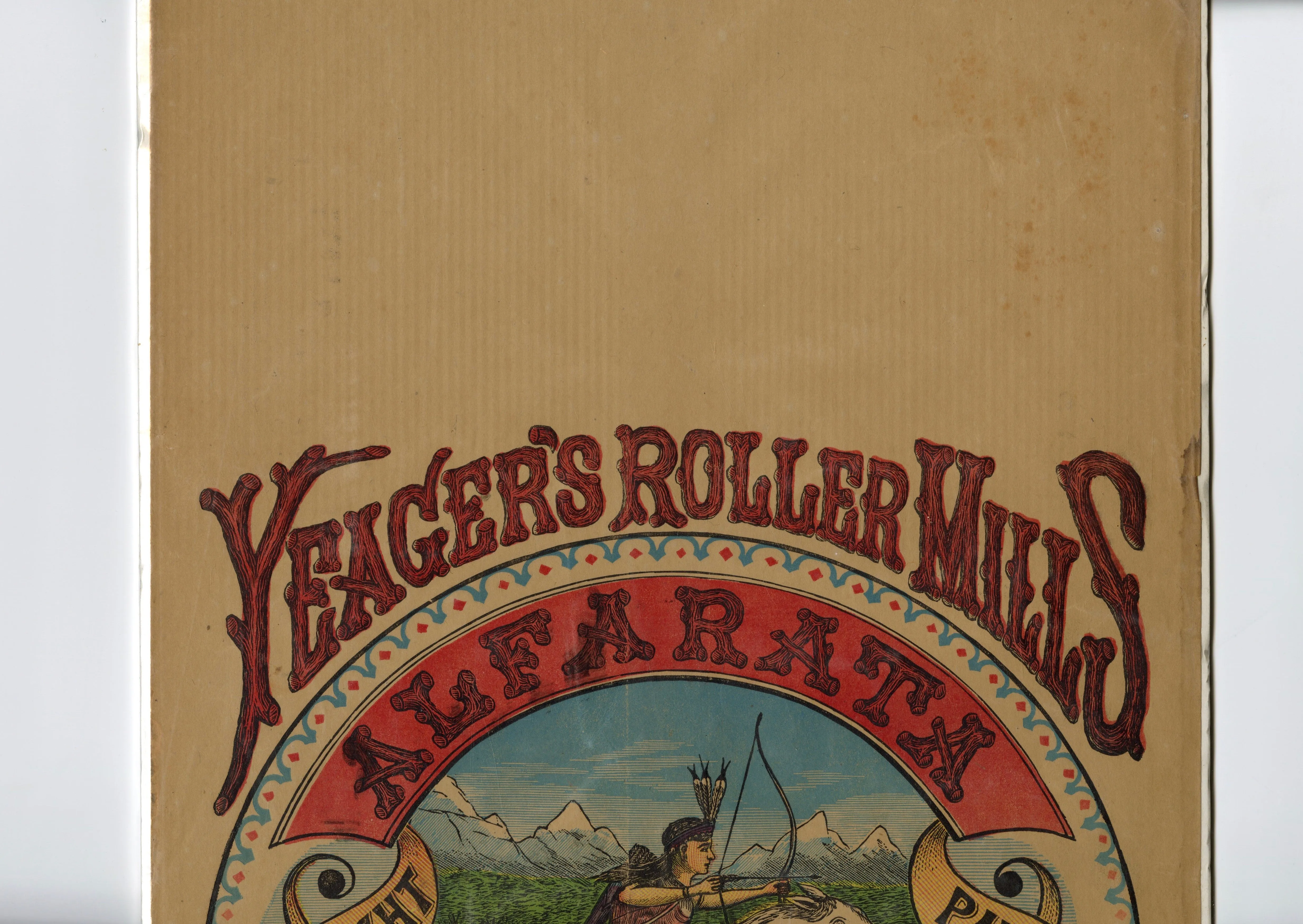 Antique Yeager Roller Mills Flour Bag, Native American, American West