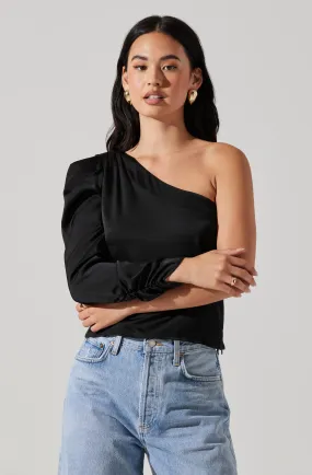 Asymmetrical Puff Sleeve Top