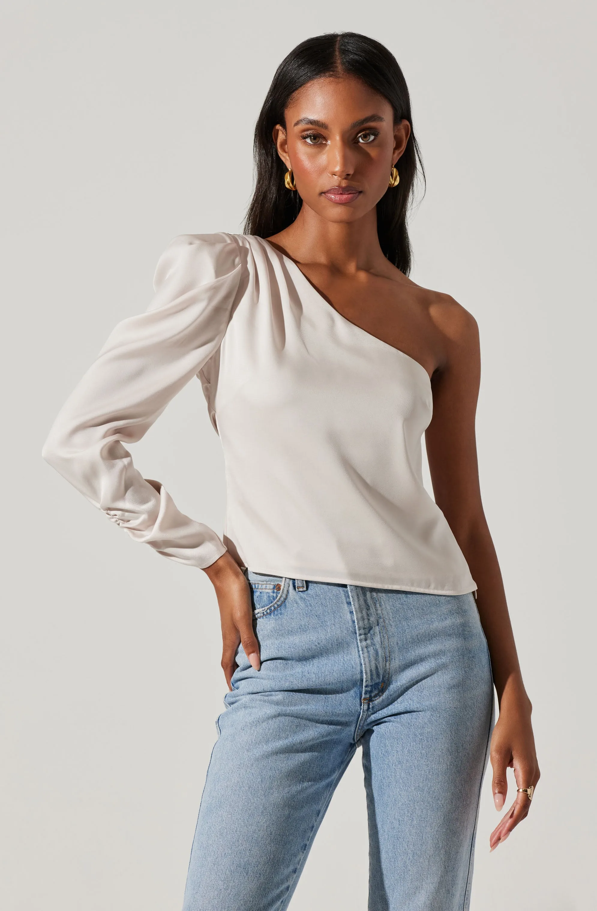 Asymmetrical Puff Sleeve Top