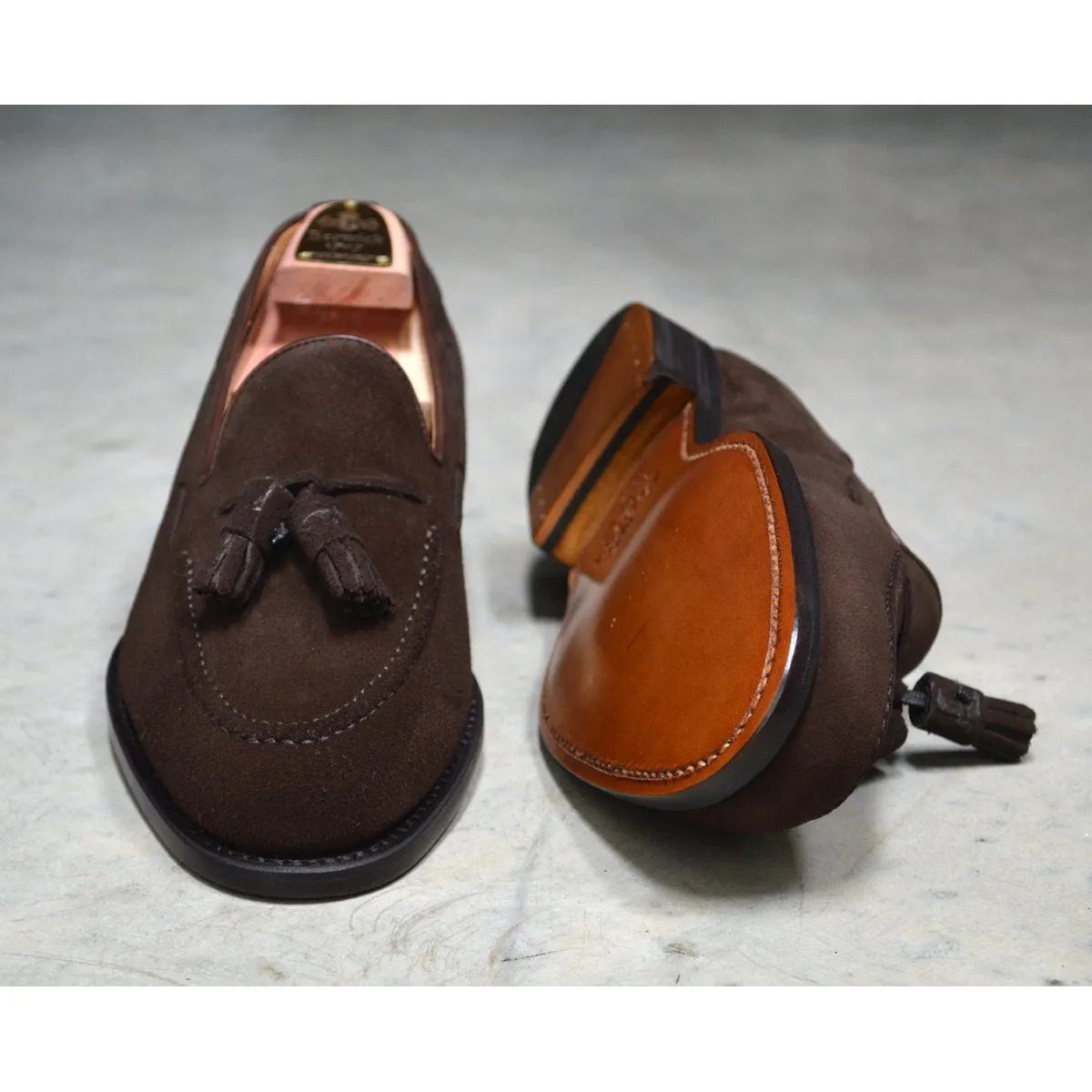 Berwick 1707 Tasselled Slip On (8491) - Dark Brown Suede