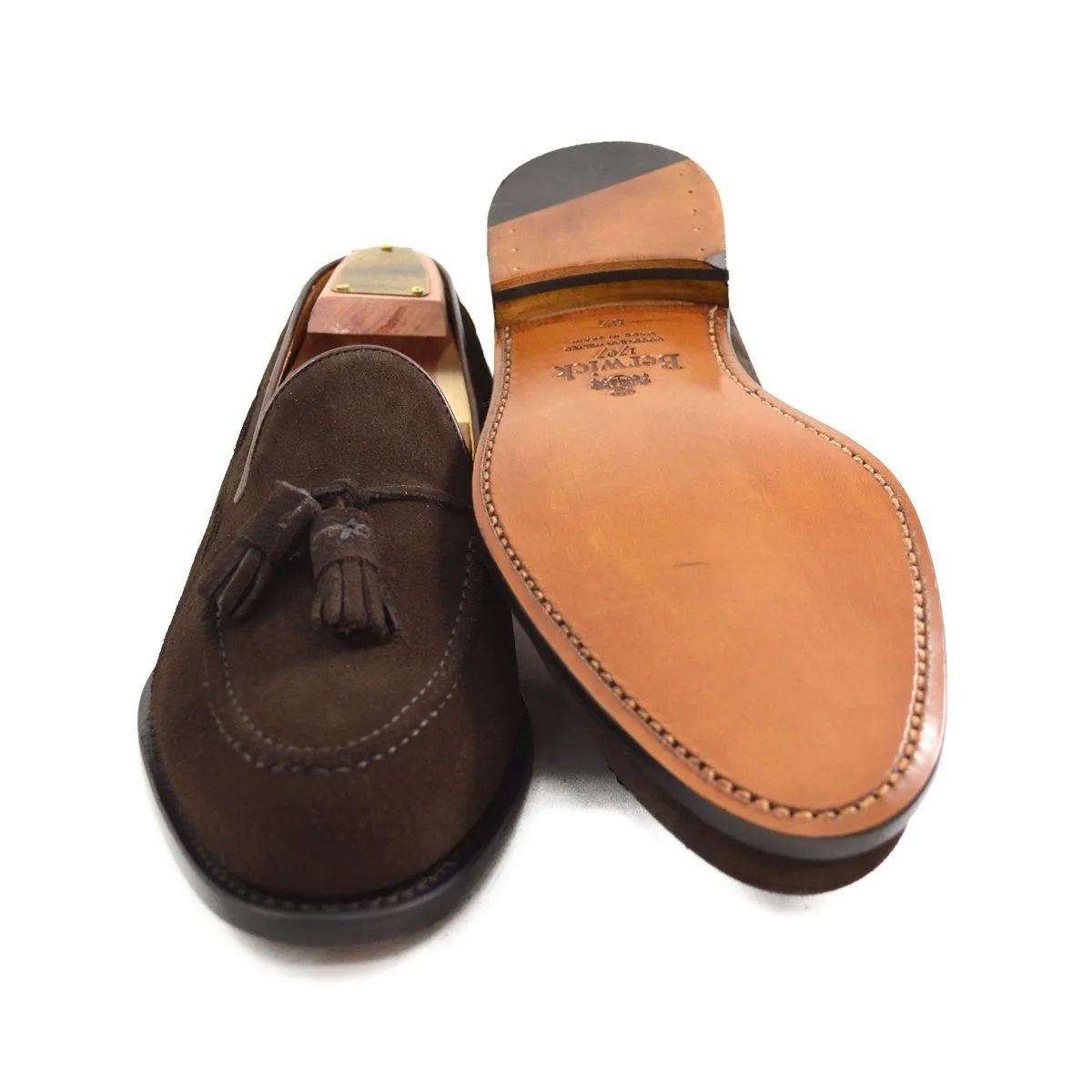 Berwick 1707 Tasselled Slip On (8491) - Dark Brown Suede