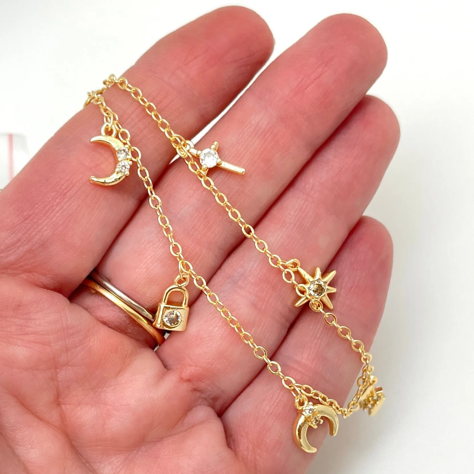 Bitty charm bracelet gold plated brass