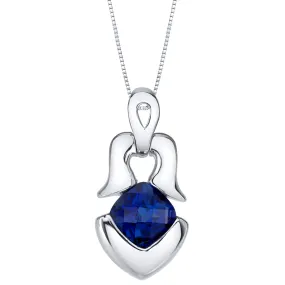 Blue Sapphire Pendant Sterling Silver Cushion Cut Tumi Solitaire