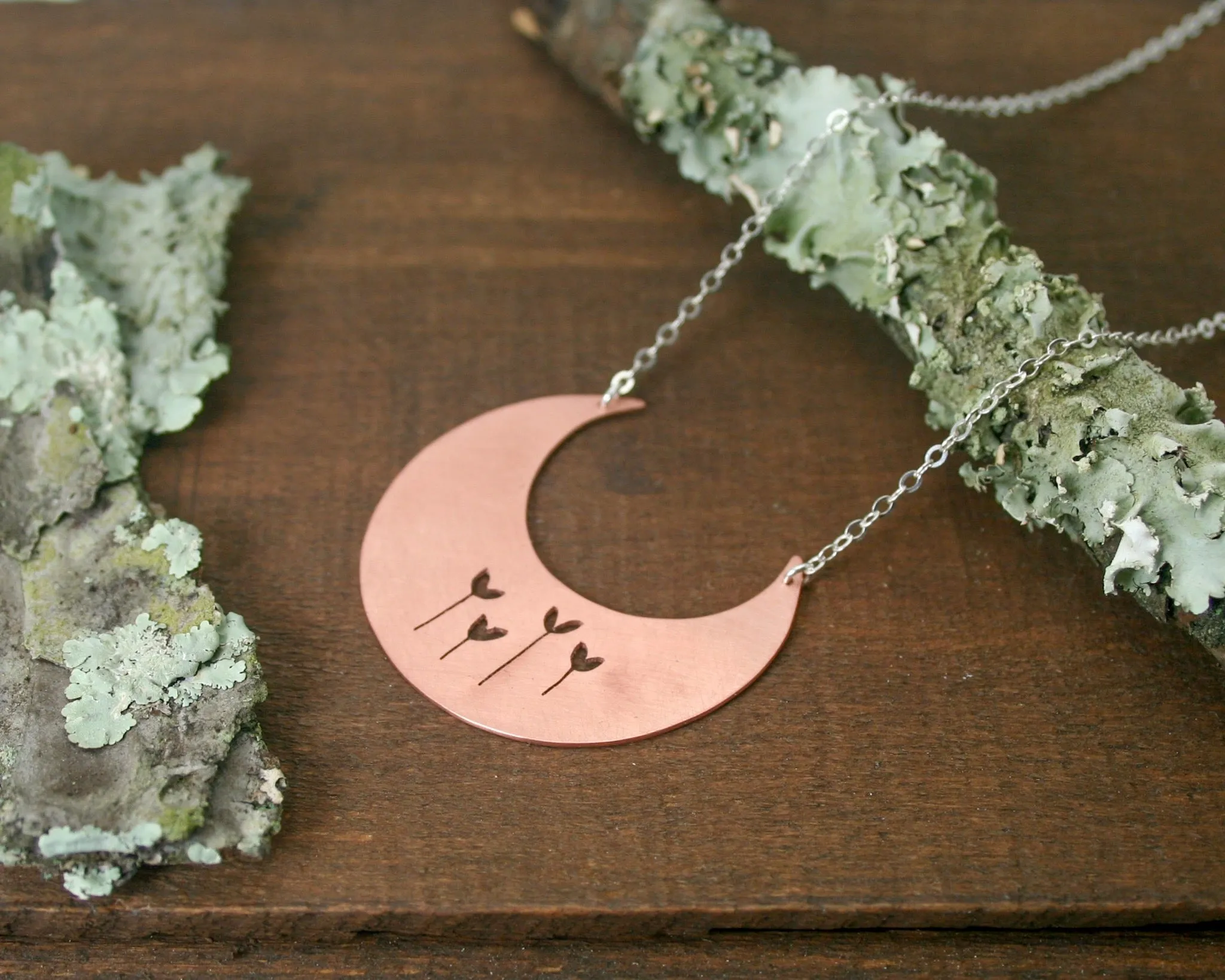 Botanical large Crescent necklace